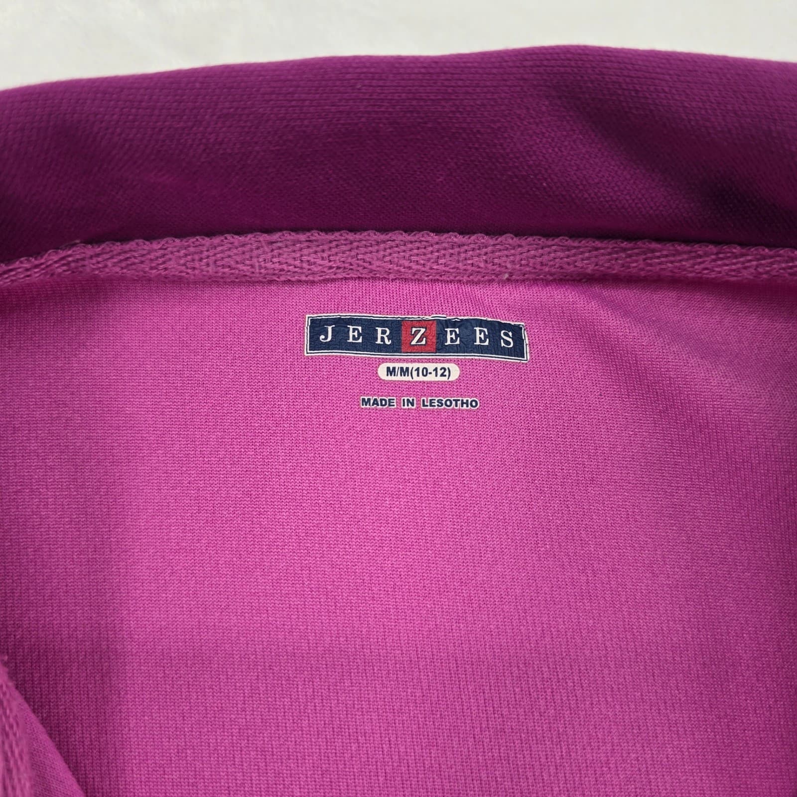 Jerzees Polo Womens Medium Pullover Long Sleeve Pink Purple Activewear Sporty - Thumbnail 2