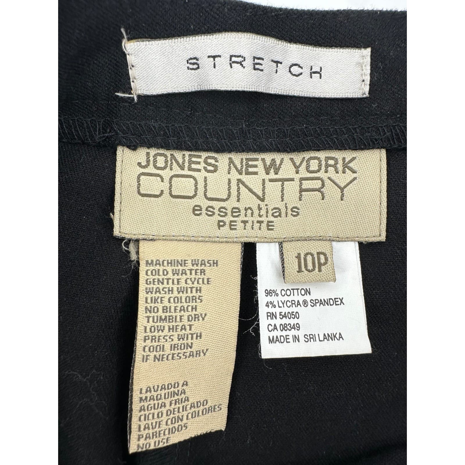 JONES NEW YORK COUNTRY ESSENTIALS PETITE Black Cotton Stretch Pants Women's 10P - Thumbnail 2