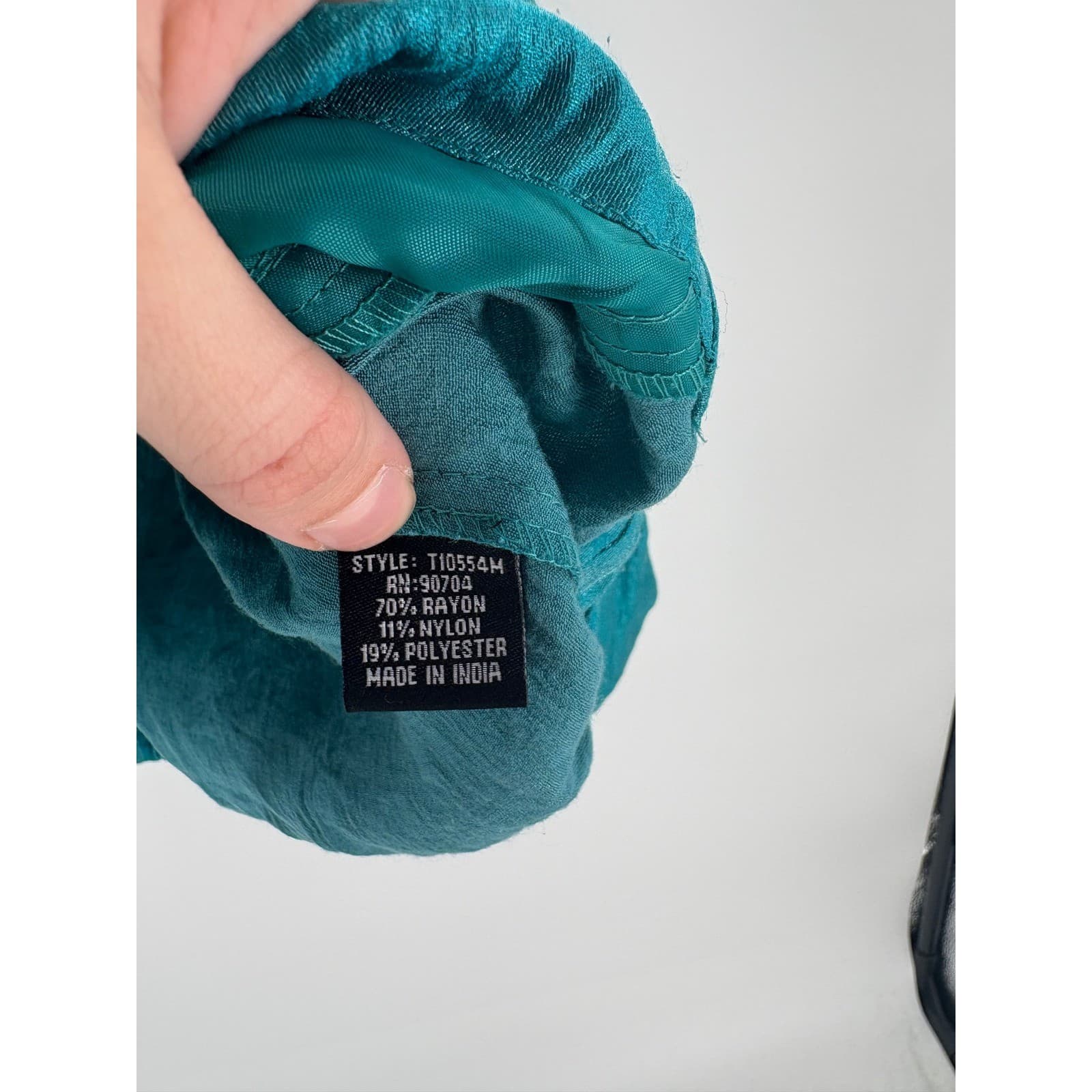 NOB Designer Teal Textured Cropped Jacket Mandarin Collar Drawstring Waist M - Thumbnail 3