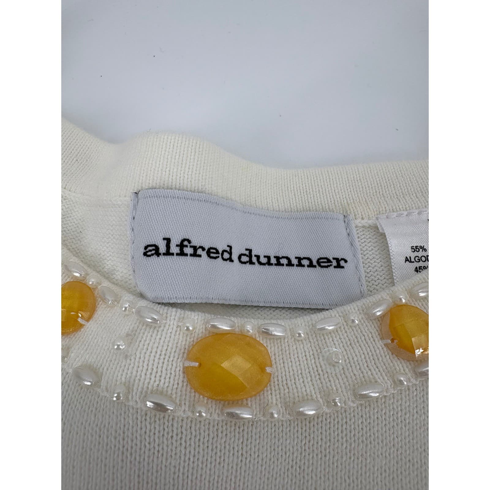 Alfred Dunner Floral Butterfly Beaded Embellished Knit Top Size L - Thumbnail 2