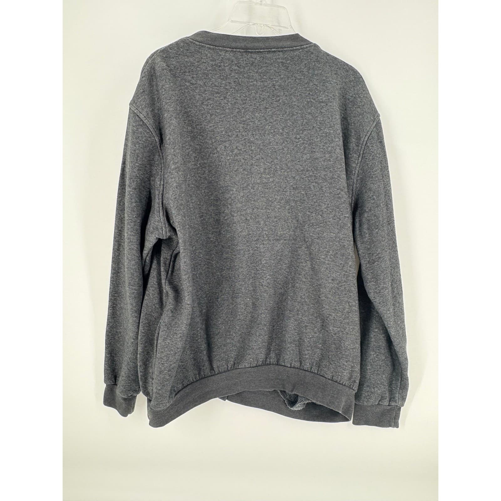 Bon Worth Womens Medium Embroidered Button Front Sweatshirt Gray Floral - Thumbnail 2