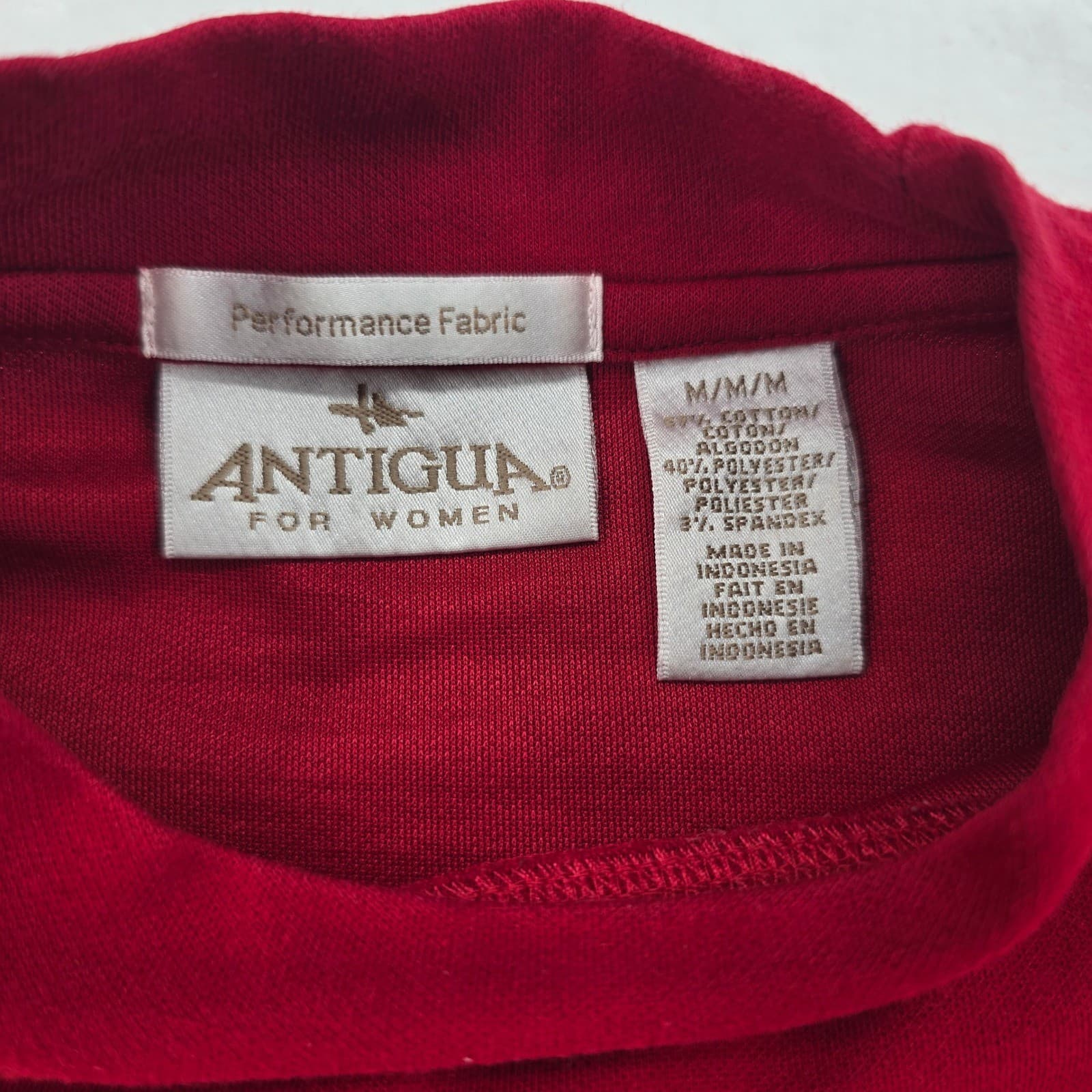 Antigua Mock Neck Womens M Top Red Myrtlewood Golf Club Long Sleeve Performance - Thumbnail 2