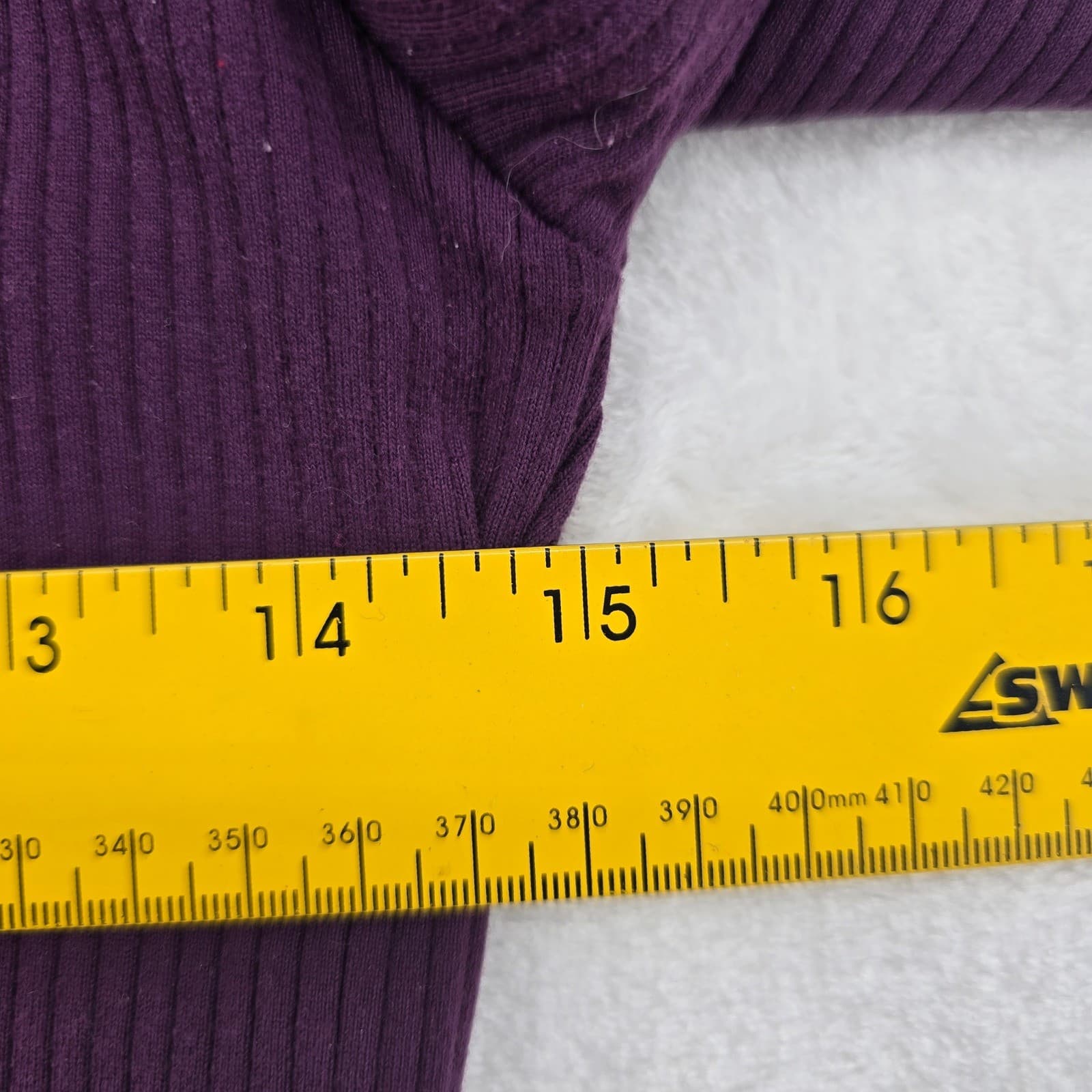Liz Claiborne Top Womens M Mock Neck Purple Ribbed Long Sleeve Lizwear Shirt - Thumbnail 4