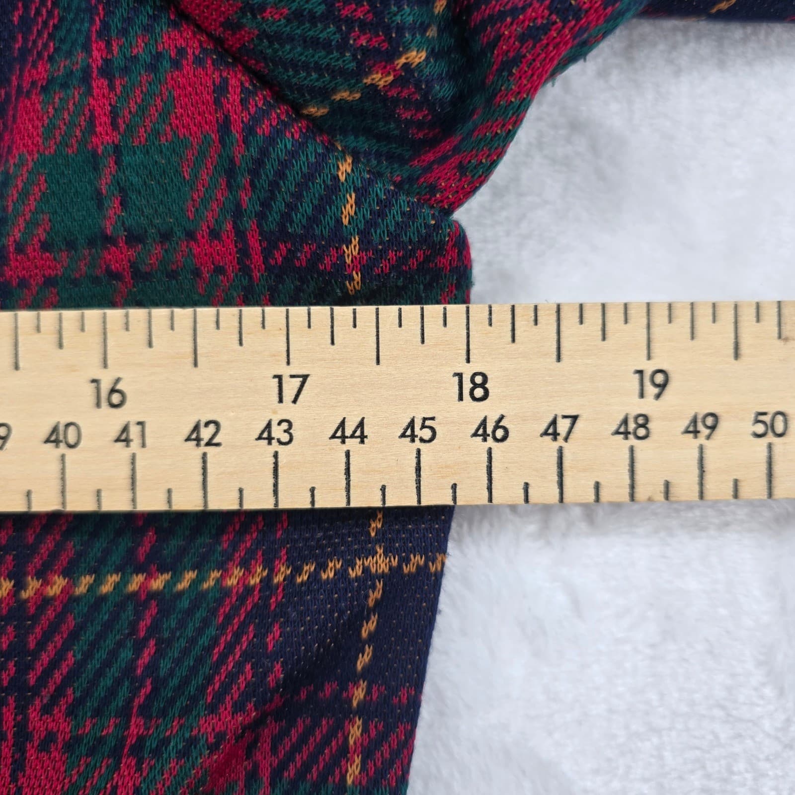 Leslie Fay Blazer Womens 8P Blazer Red Green Plaid Scalloped Hem Vintage USA - Thumbnail 4