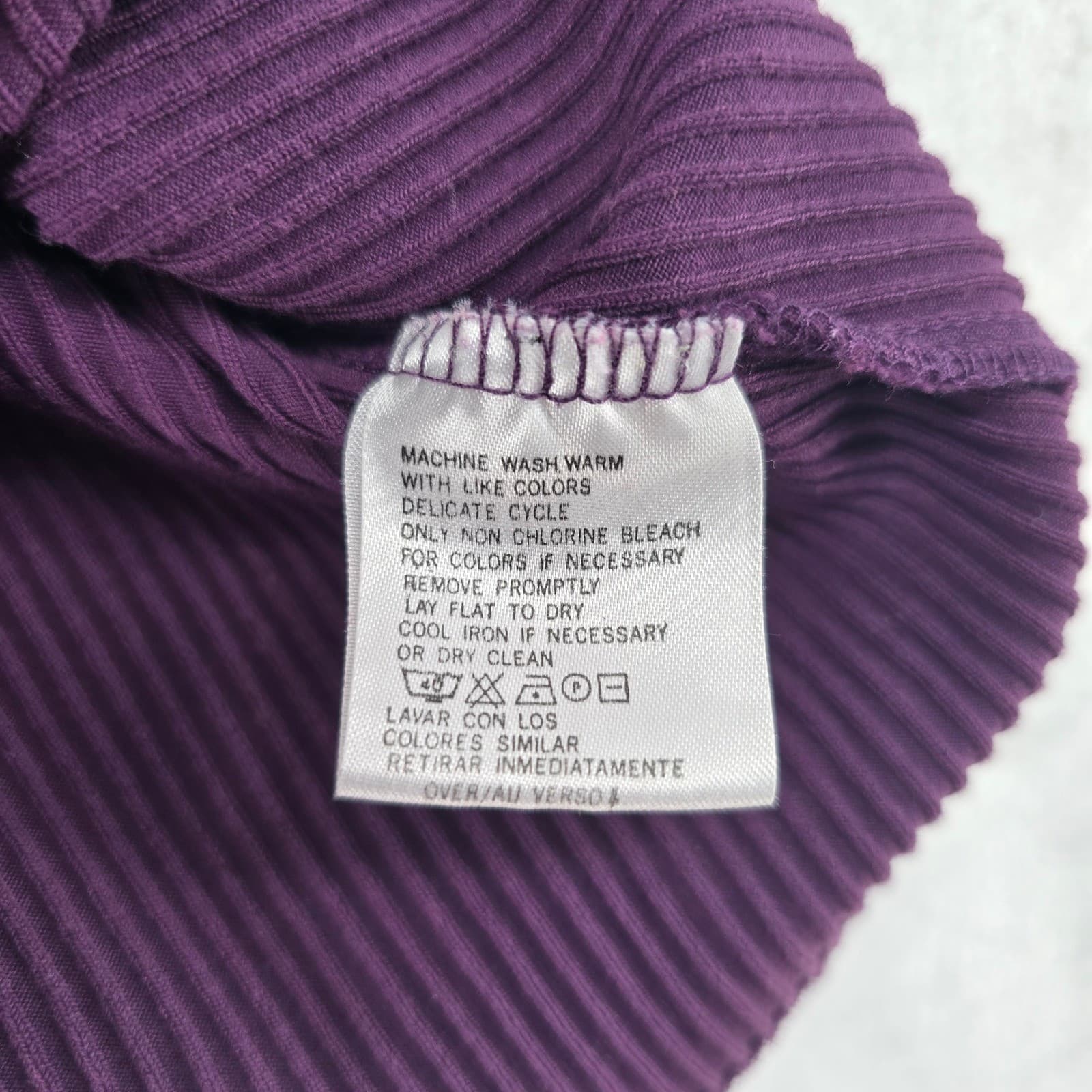 Liz Claiborne Top Womens M Mock Neck Purple Ribbed Long Sleeve Lizwear Shirt - Thumbnail 3