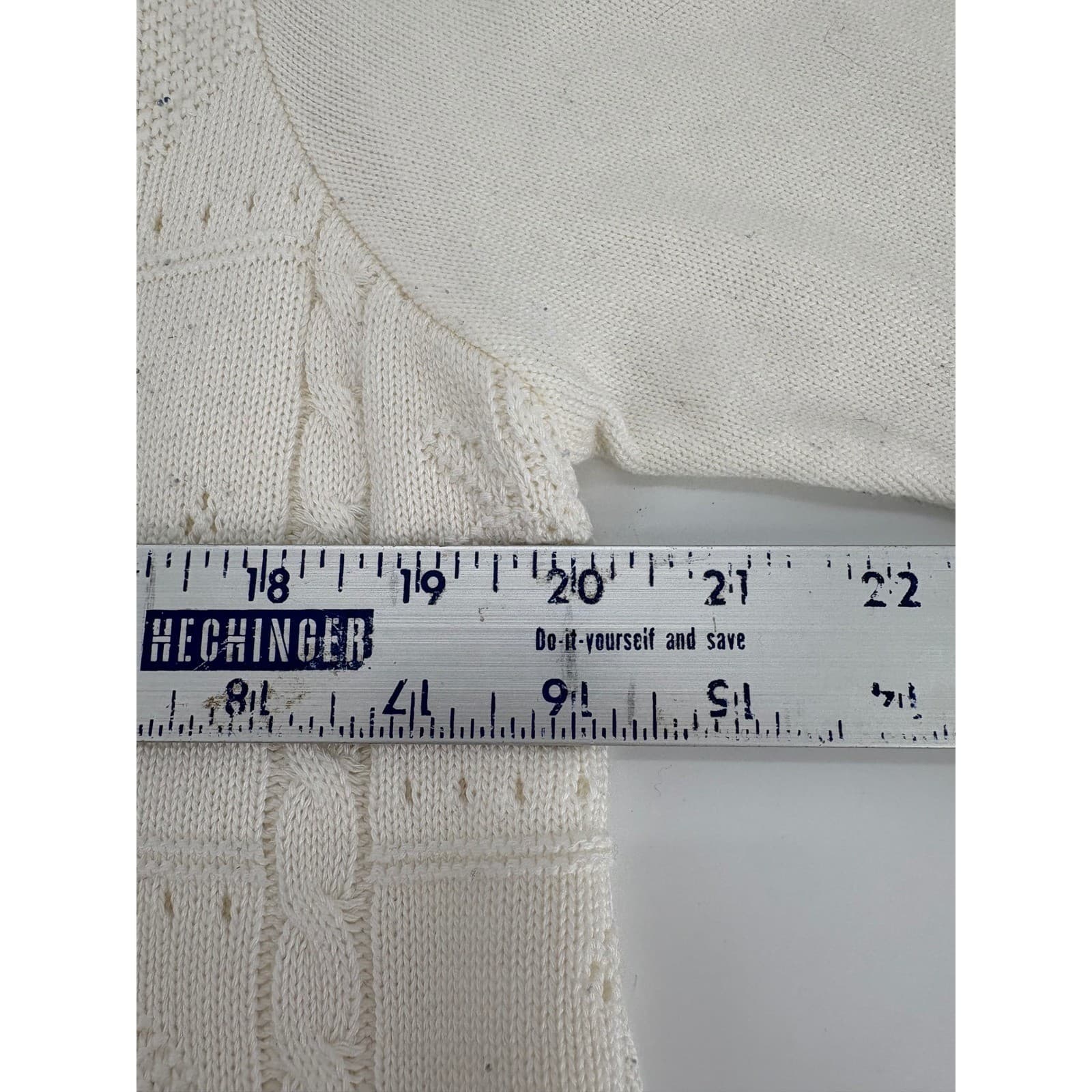 Alfred Dunner Cream Knit Cardigan Top Short Sleeve Womens Large USA Made - Thumbnail 6