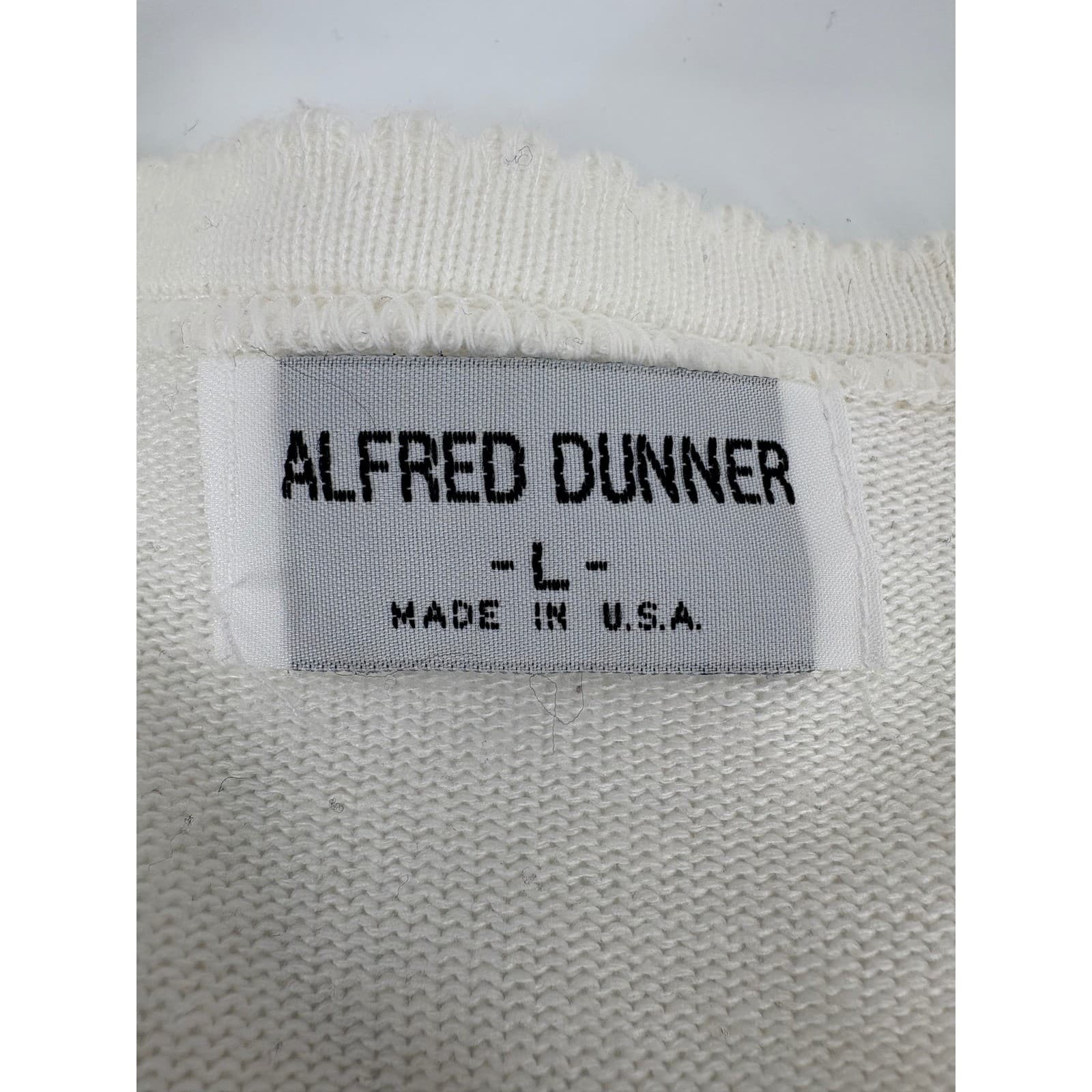 Alfred Dunner Cream Knit Cardigan Top Short Sleeve Womens Large USA Made - Thumbnail 4