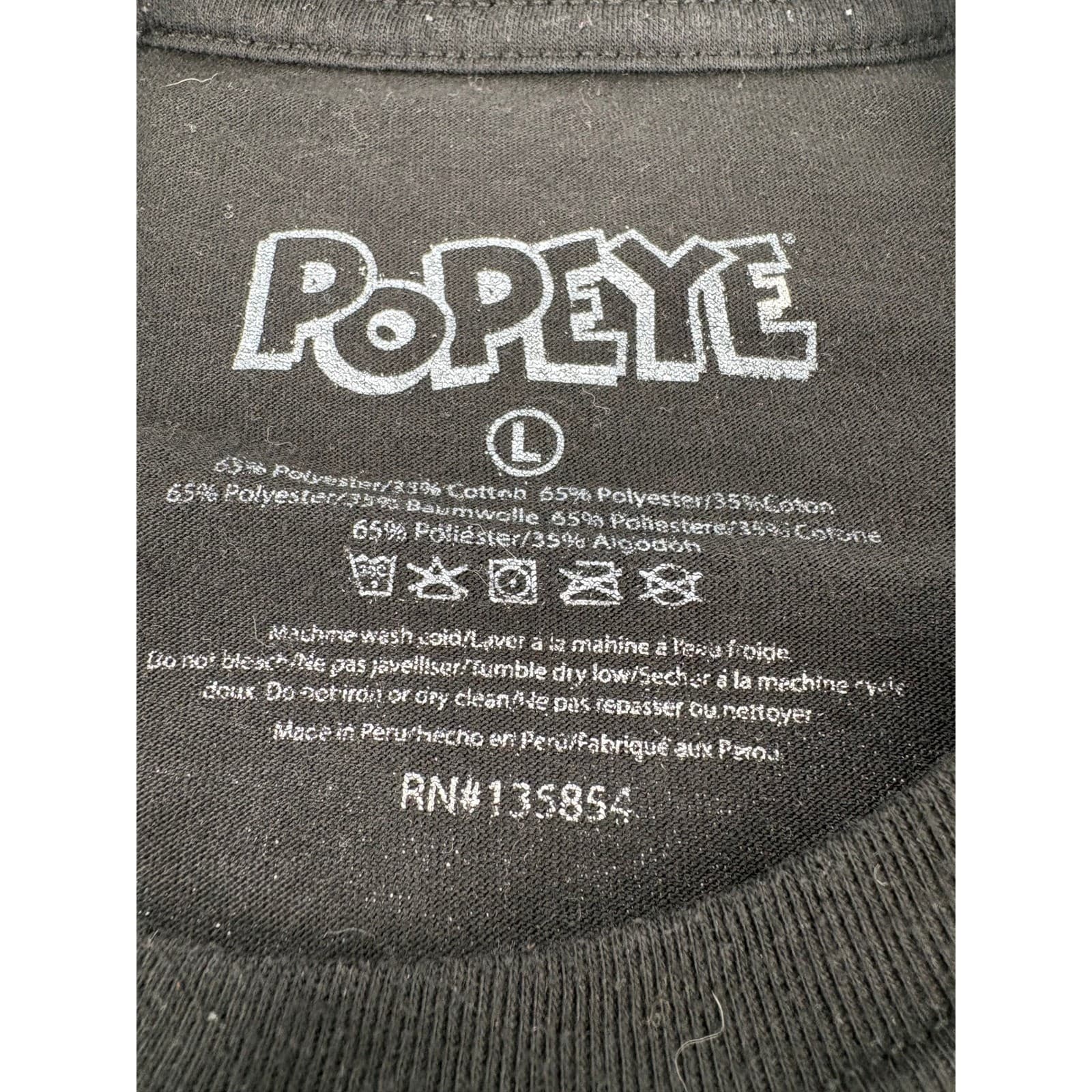 Popeye Graphic T Shirt Black Mens Large Boxing American Flag Cartoon Tee - Thumbnail 4