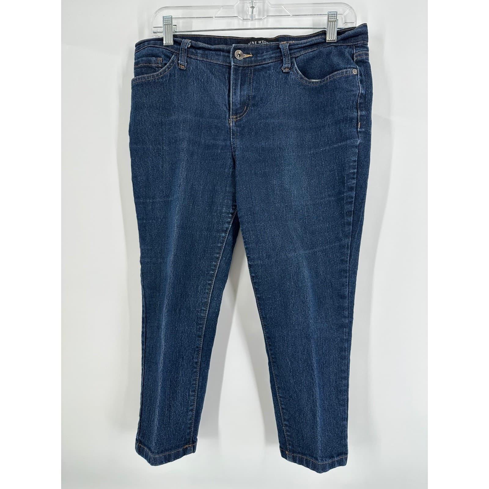 Nine West Womens Dark Wash Denim Jeans Size 10 Straight Leg Casual Everyday - Thumbnail 9