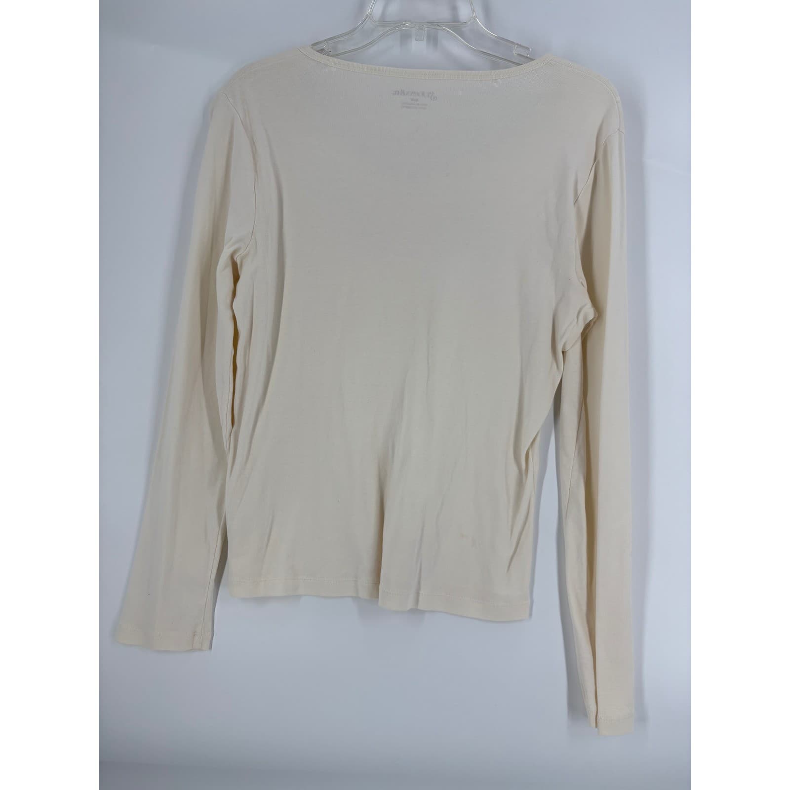 St Johns Bay Women's Cream V Neck Long Sleeve Lace Trim Top Size M - Thumbnail 5