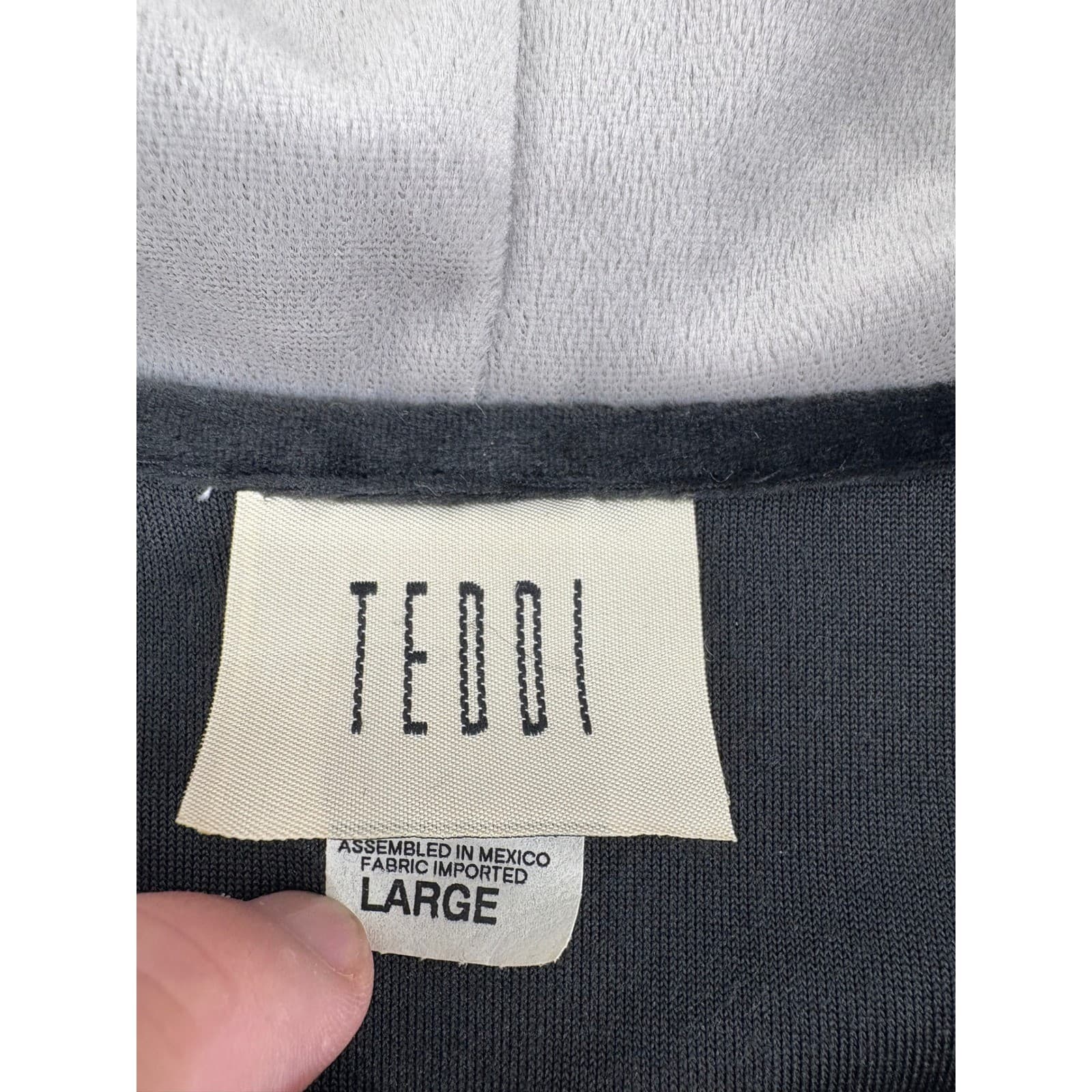 TEDOI Womens Full Zip Hoodie Velour Sweatshirt Jacket Gray Black Large - Thumbnail 3