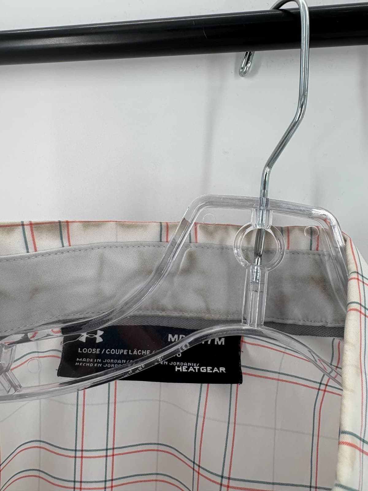 Under Armour HeatGear Men’s M Plaid Fishing Shirt Button Front Short Sleeve - Thumbnail 3