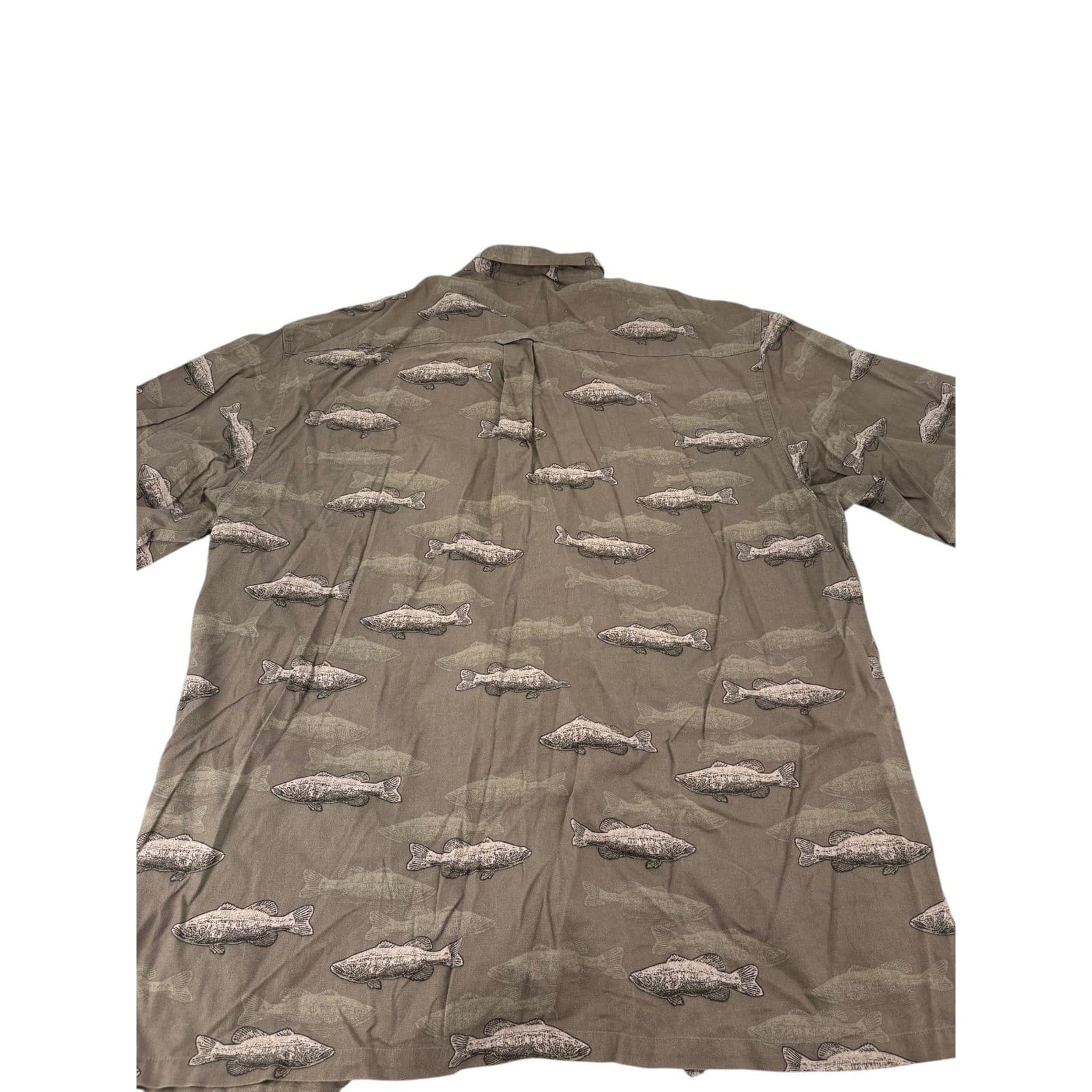 Columbia Shirt Mens L Button Down Brown Fish Print Short Sleeve Viscose Cotton - Thumbnail 6