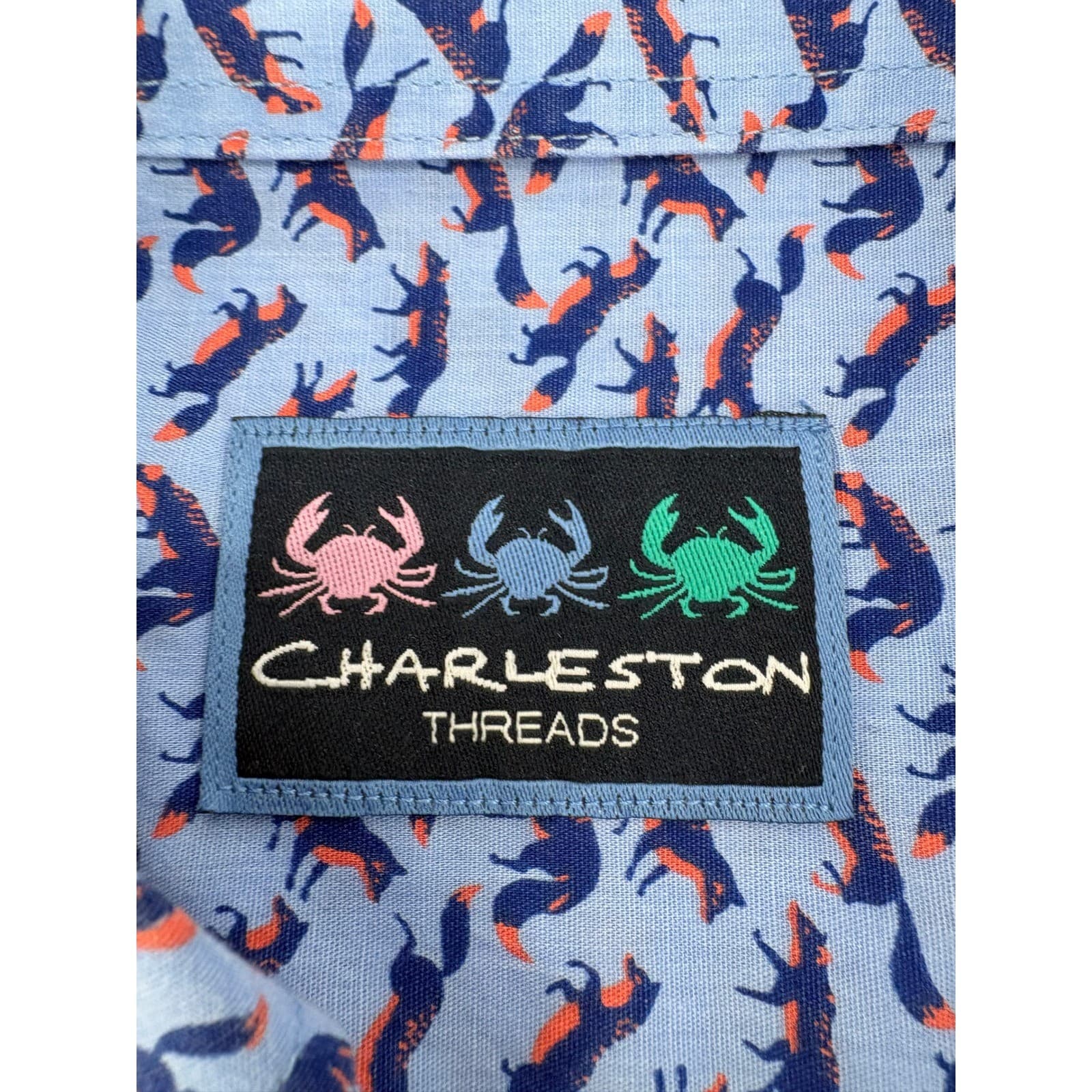 Charleston Threads Shirt Mens XXL Button Down Blue Fox Animal Print Cotton - Thumbnail 2