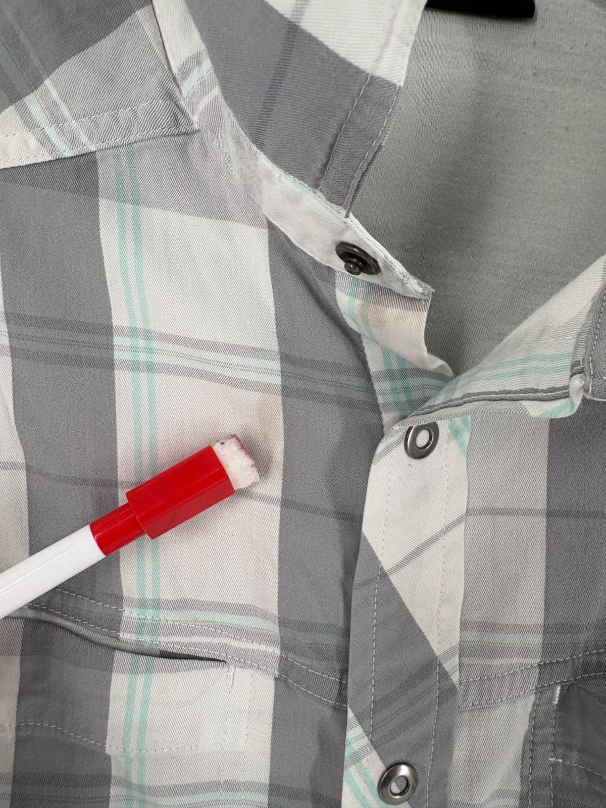 Under Armour Men’s M Fitted Plaid Snap Button Shirt Gray Outdoor Fishing - Thumbnail 2