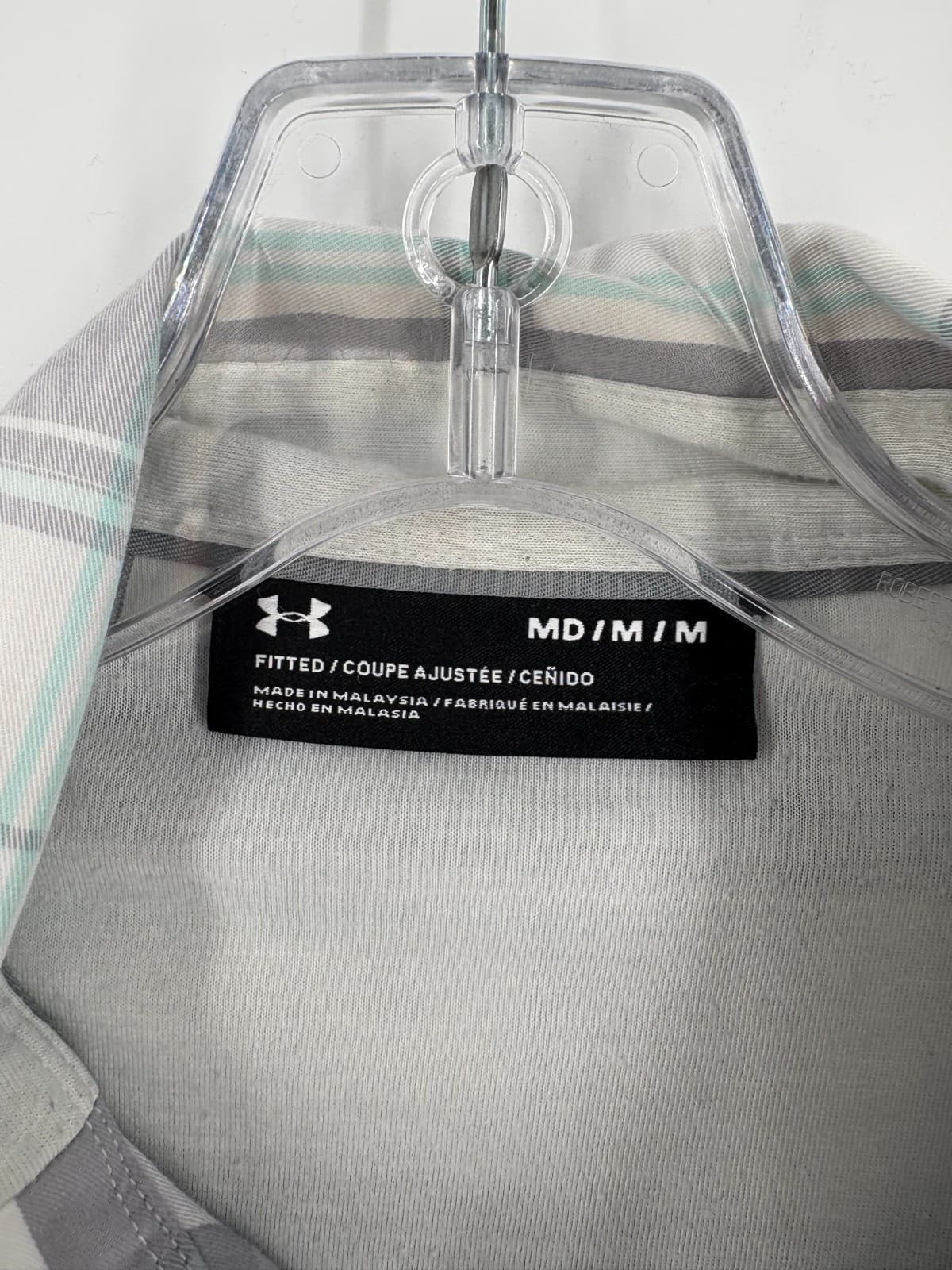 Under Armour Men’s M Fitted Plaid Snap Button Shirt Gray Outdoor Fishing - Thumbnail 5