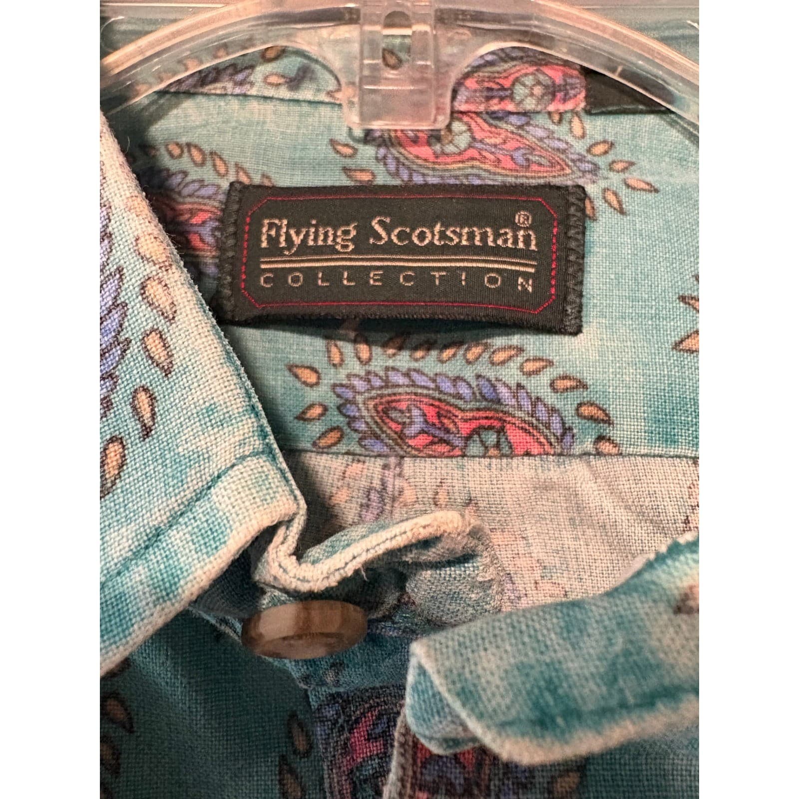 Flying Scotsman Paisley Button Up Shirt Long Sleeve Casual Mens Size L - Thumbnail 2