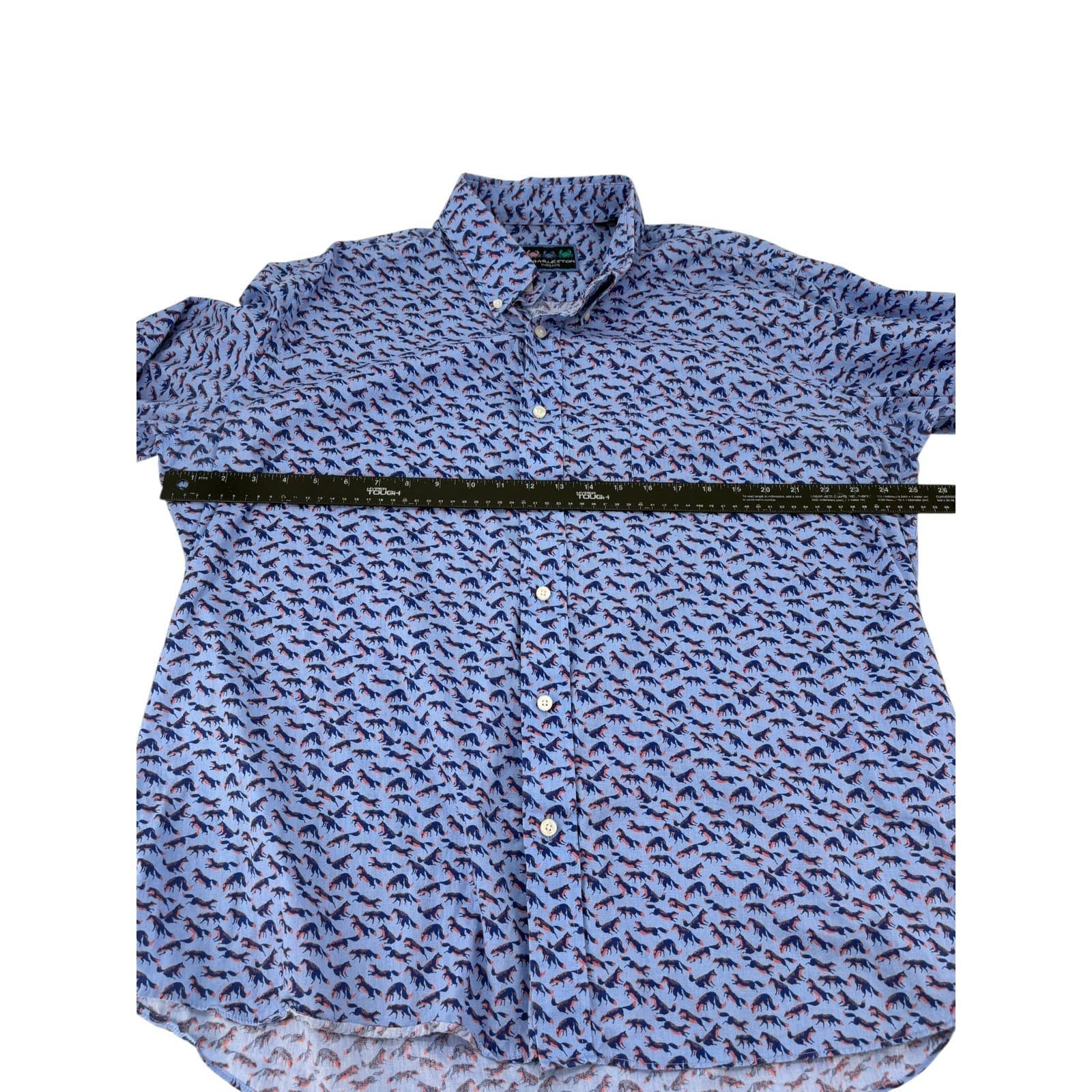 Charleston Threads Shirt Mens XXL Button Down Blue Fox Animal Print Cotton - Thumbnail 4