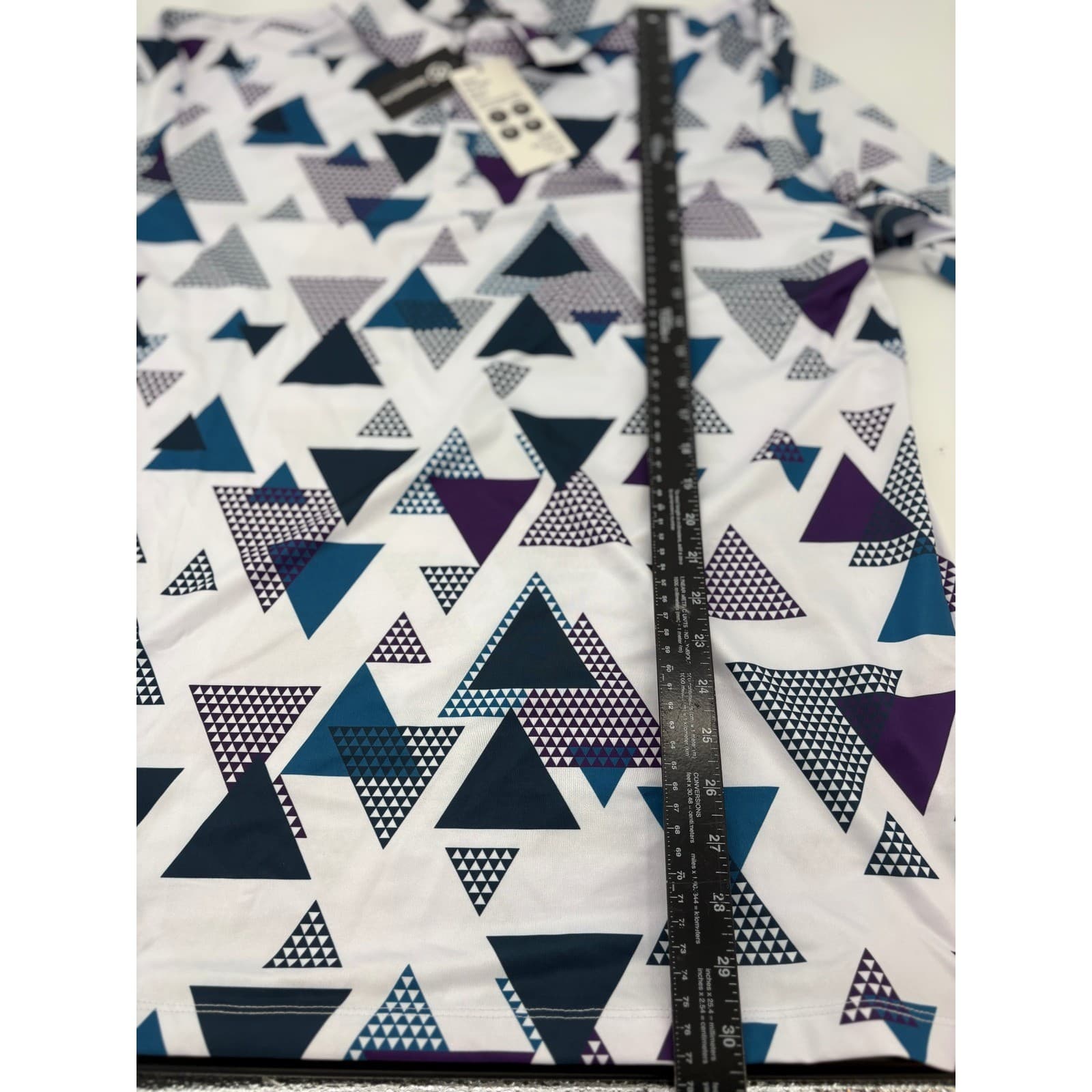 GreenSide Golf Polo Mens XXL Shirt White Purple Teal Geometric Triangle Print - Thumbnail 5