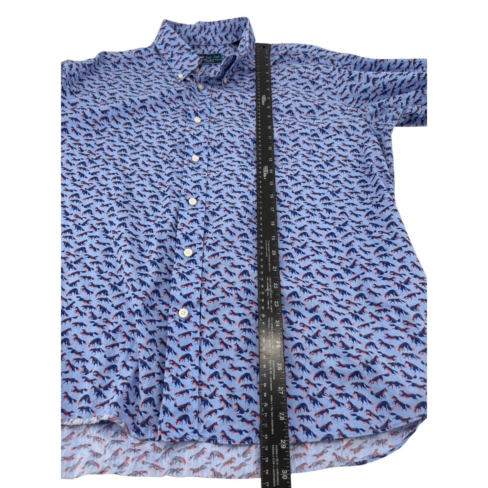 Charleston Threads Shirt Mens XXL Button Down Blue Fox Animal Print Cotton - Thumbnail 5