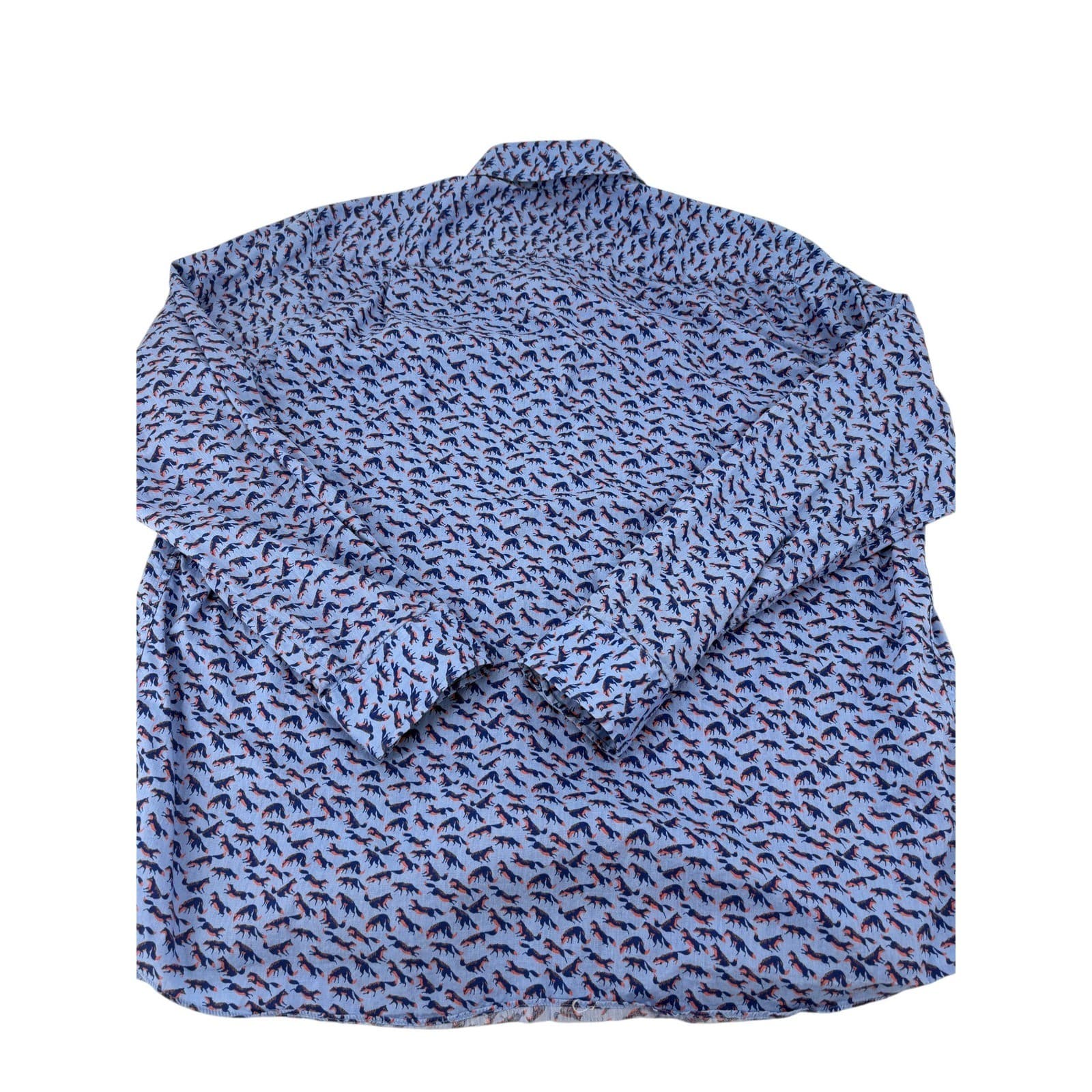 Charleston Threads Shirt Mens XXL Button Down Blue Fox Animal Print Cotton - Thumbnail 6