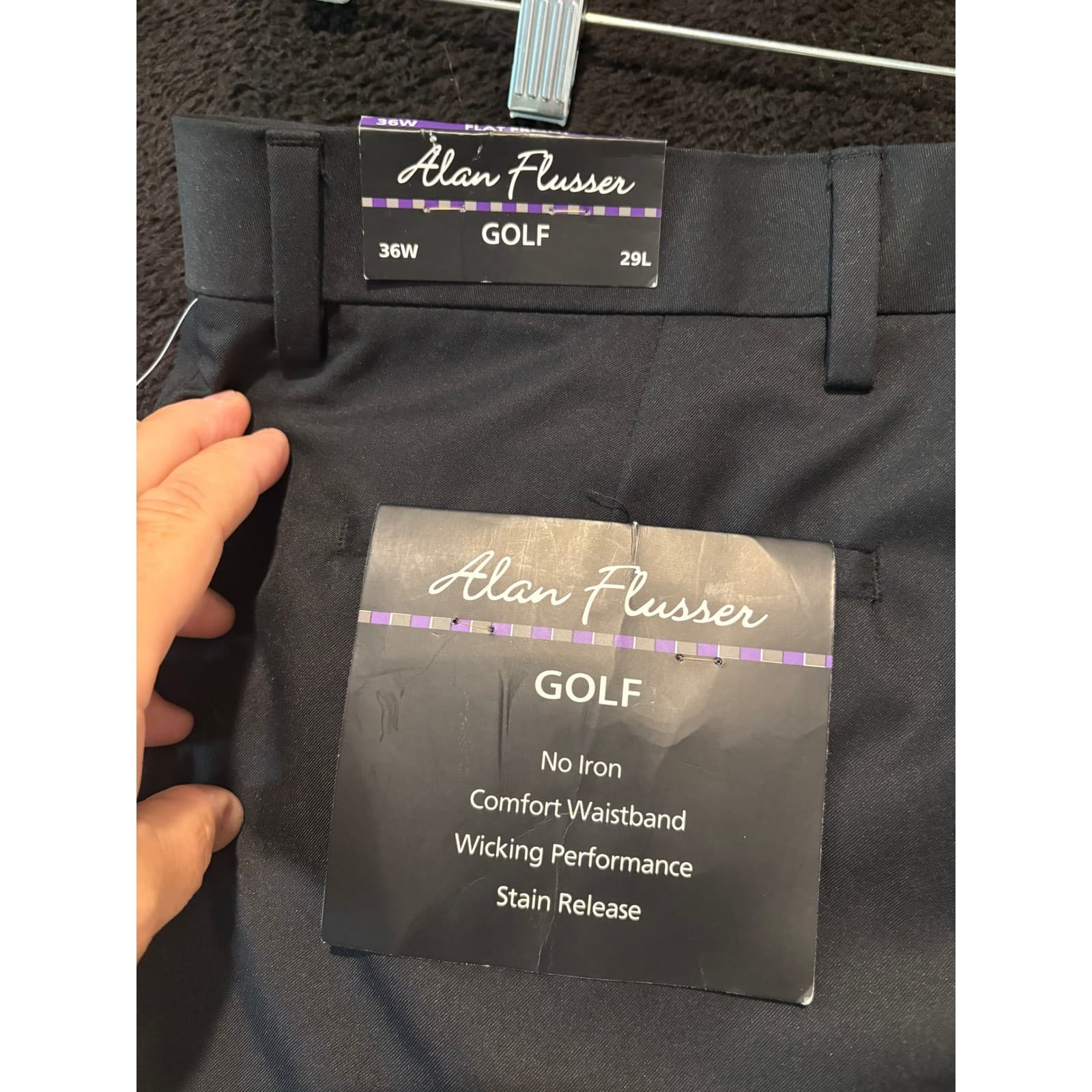 Alan Flusser Golf Dress Pants No Iron Comfort Waistband 36x29 - Thumbnail 4