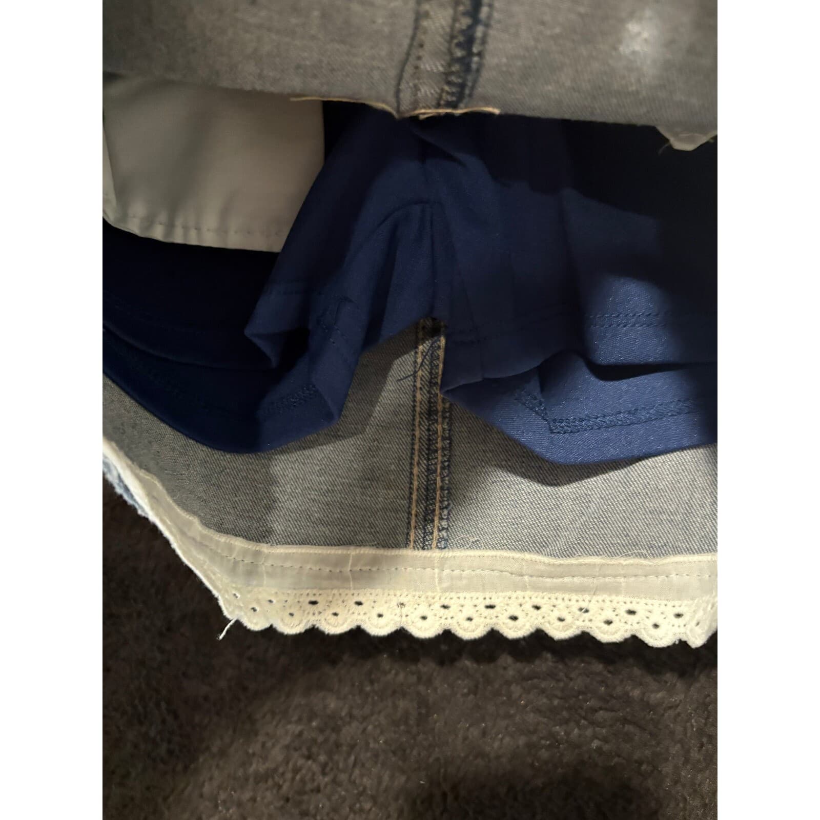 Hippie Girl Skirt Girls 5 Blue Denim Distressed Lace Trim Adjustable NWT 5 - Thumbnail 4