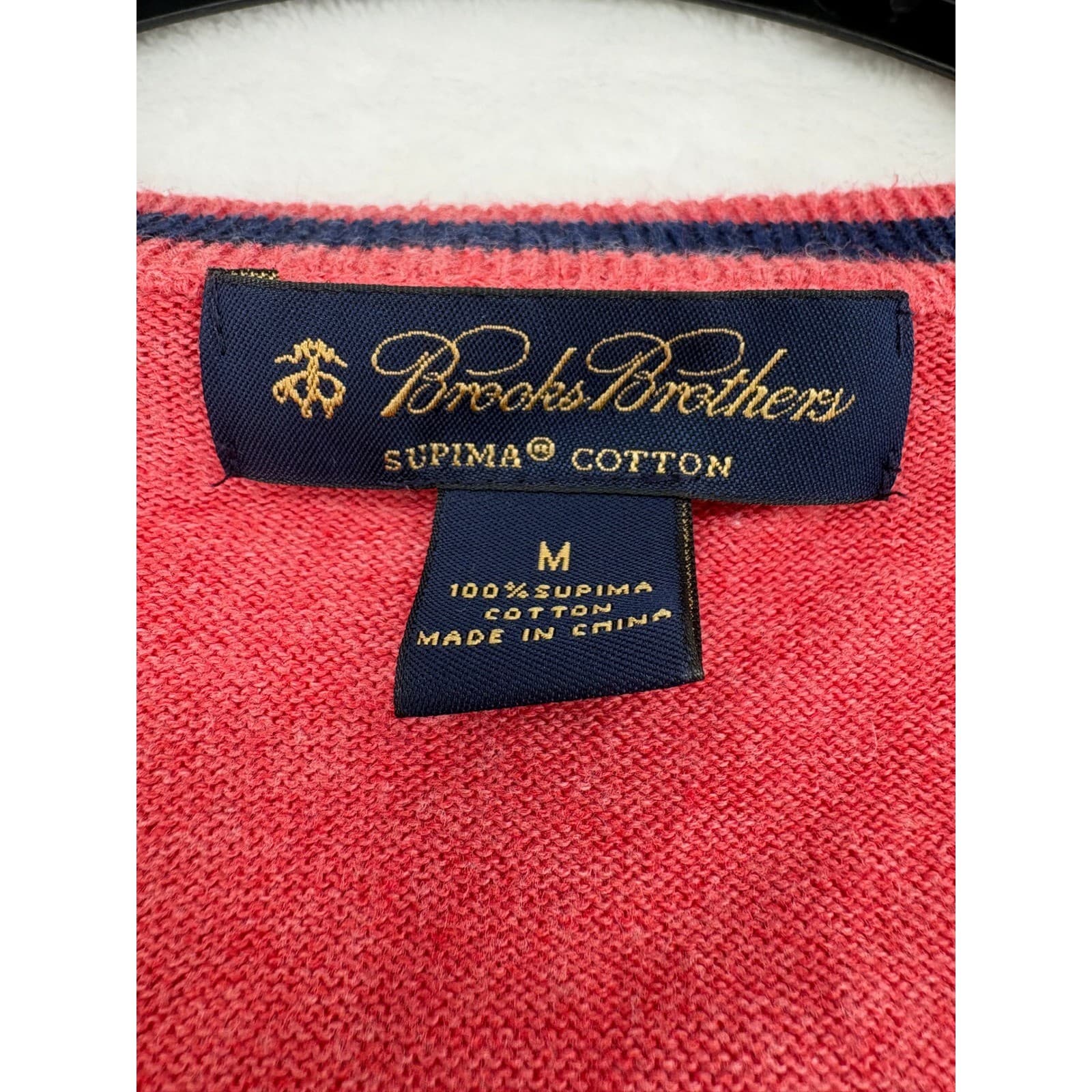 Brooks Brothers Sweater Mens M V-Neck Coral Red Supima Cotton Pullover 6268 - Thumbnail 2