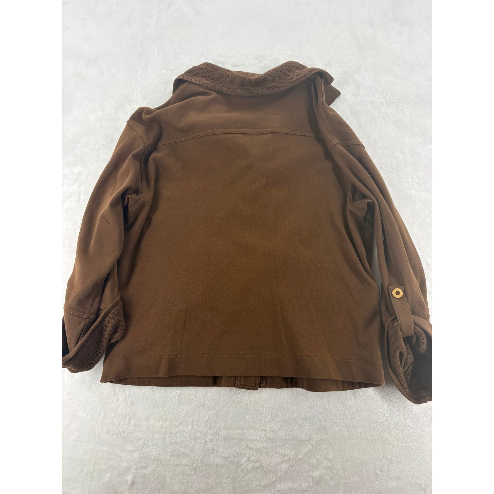 Jones New York Jacket Womens Size L Button Up Knit Jacket Brown Cotton Spandex - Thumbnail 7
