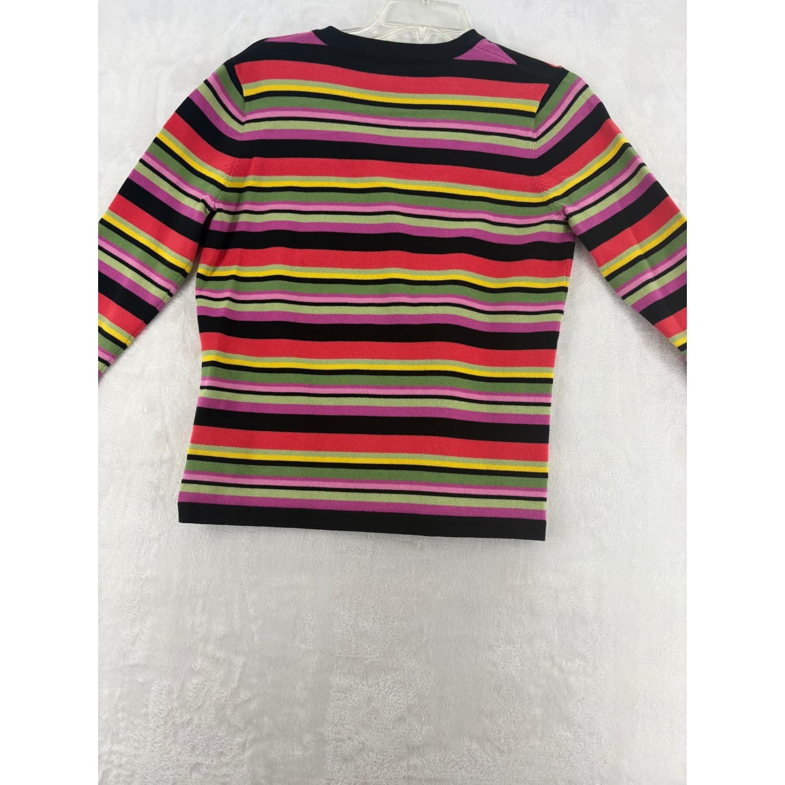Jones New York Signature Cardigan Womens M Twin Set Multicolor Striped Cotton - Thumbnail 6