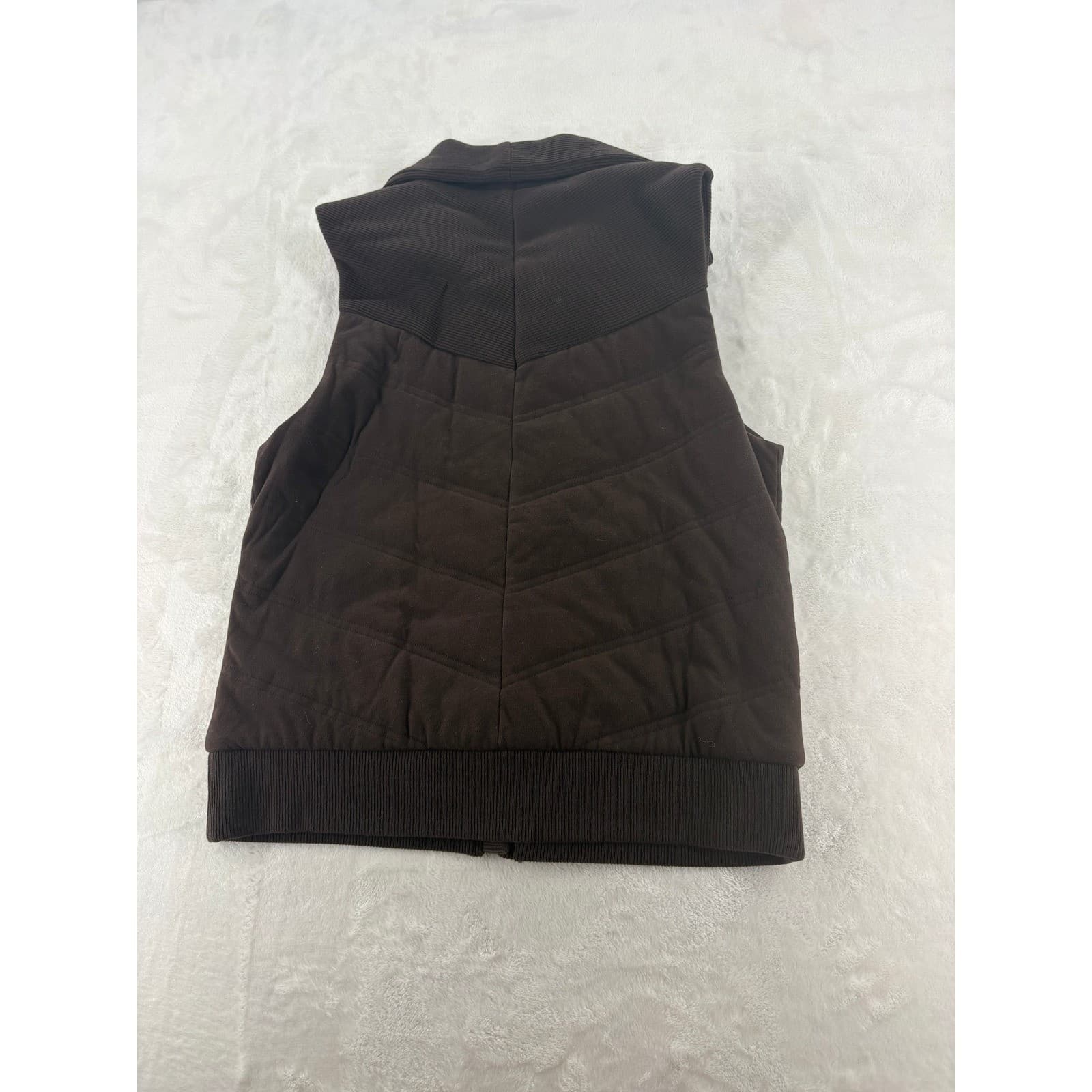 Jones New York Sport Vest Womens M Vest Brown Quilted Zip Button Mock Neck - Thumbnail 7