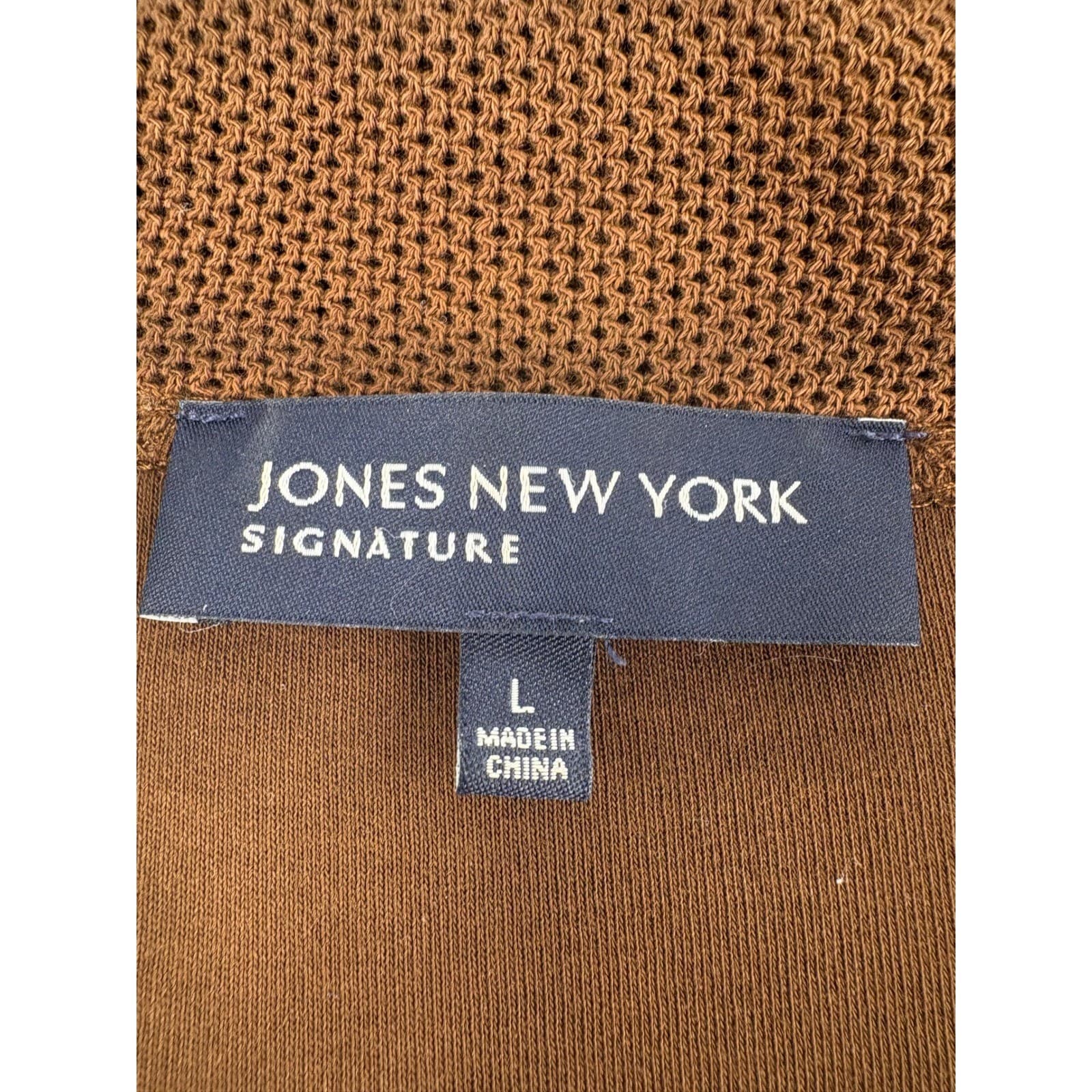 Jones New York Jacket Womens Size L Button Up Knit Jacket Brown Cotton Spandex - Thumbnail 2