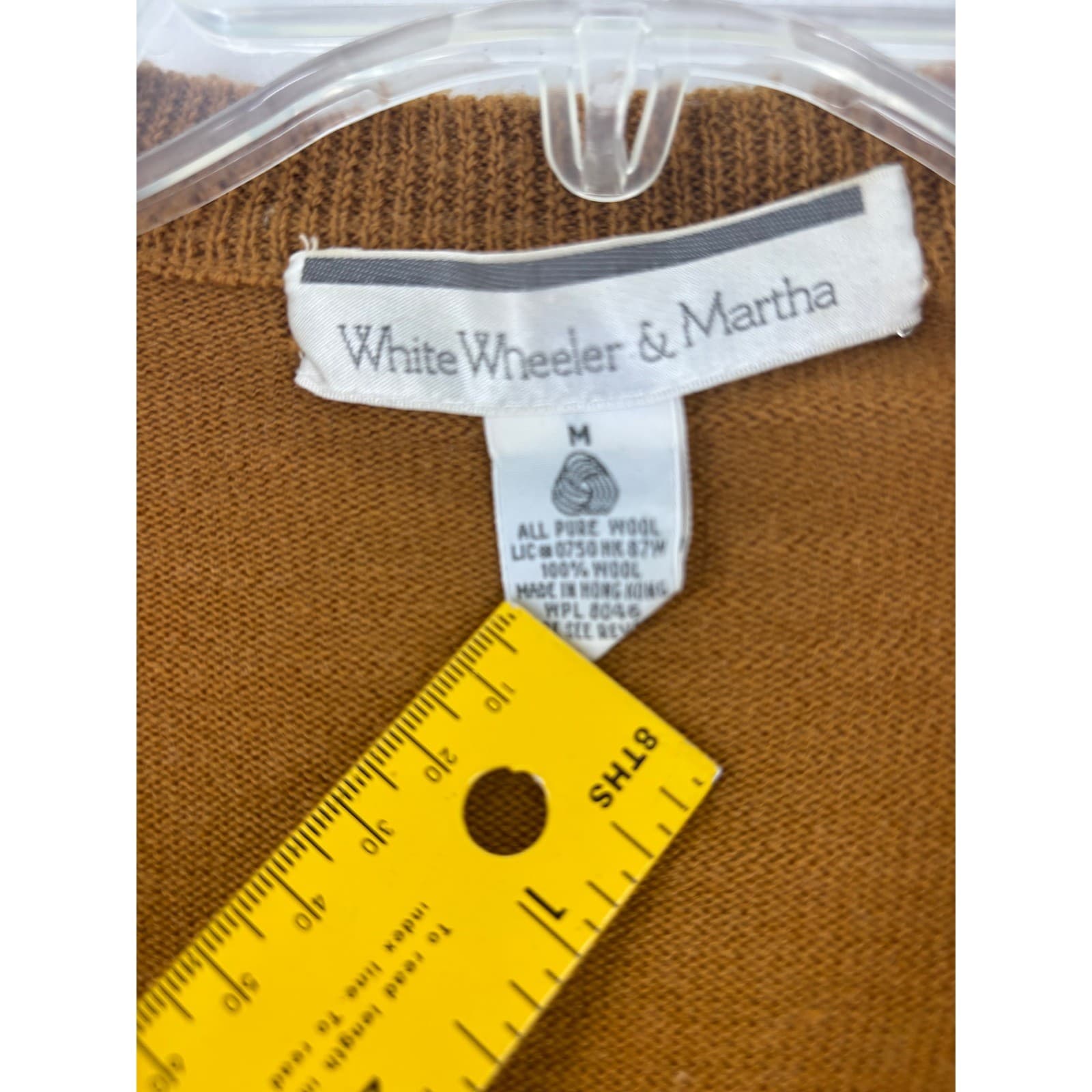 White Wheeler & Martha Cardigan Womens Medium Sweater Brown Wool Double Breasted - Thumbnail 2