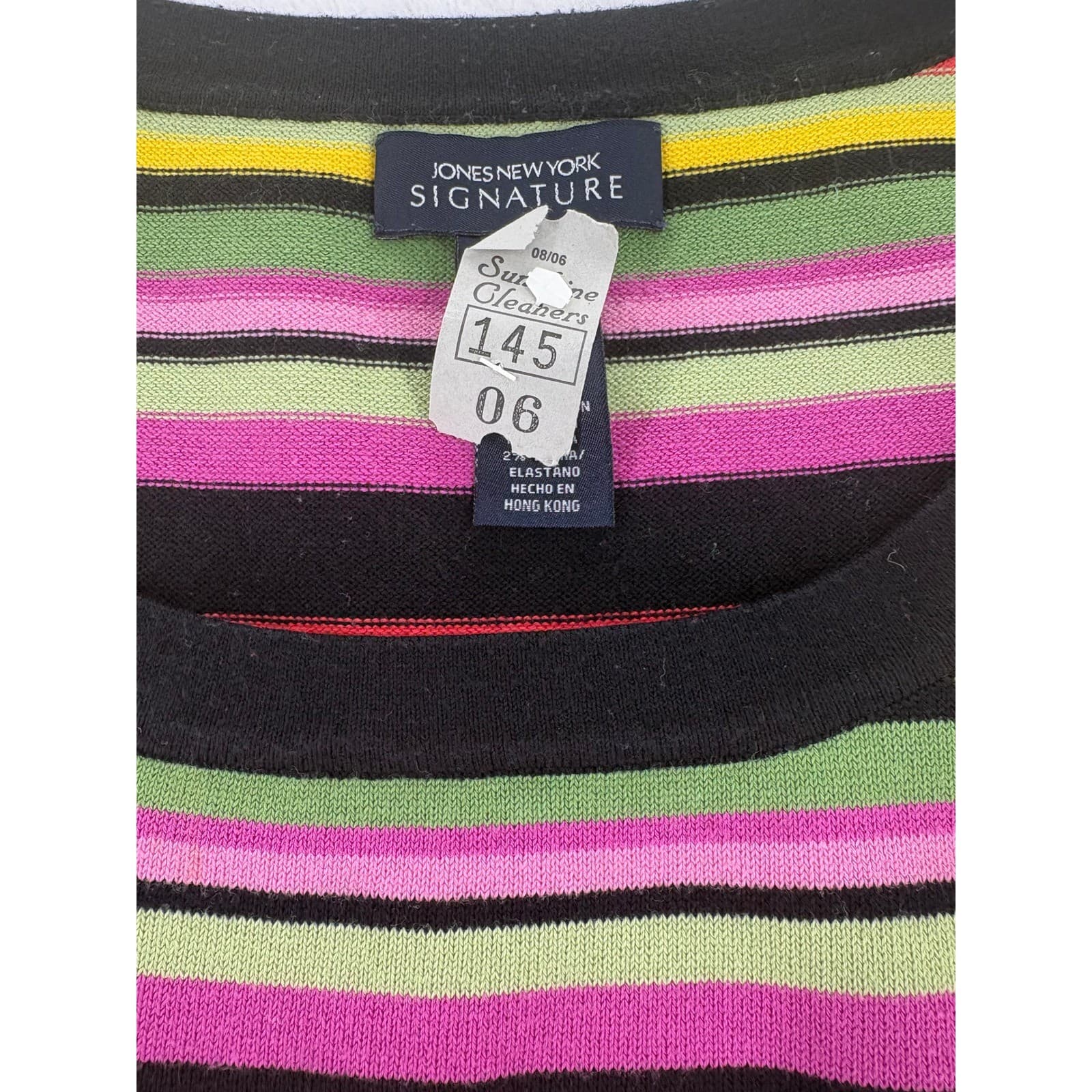 Jones New York Signature Cardigan Womens M Twin Set Multicolor Striped Cotton - Thumbnail 8