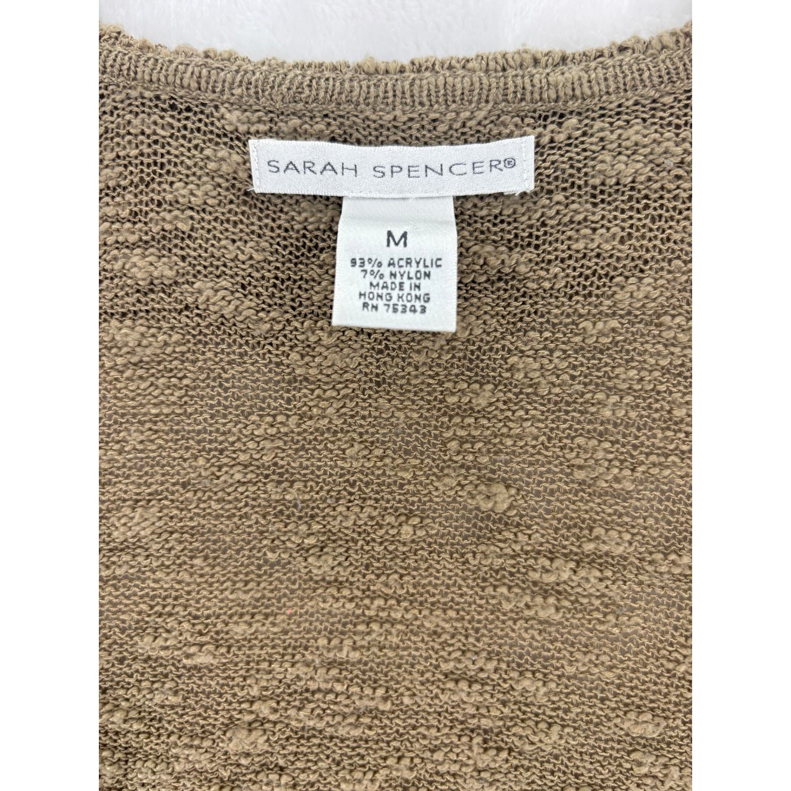 Sarah Spencer Cardigan Womens Medium Sweater Brown Ruffle Open Front Knit 7037 - Thumbnail 2
