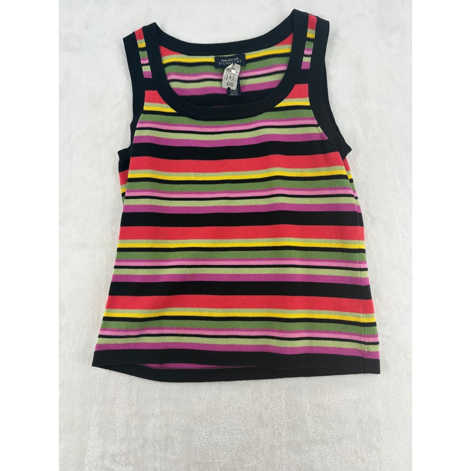 Jones New York Signature Cardigan Womens M Twin Set Multicolor Striped Cotton - Thumbnail 7