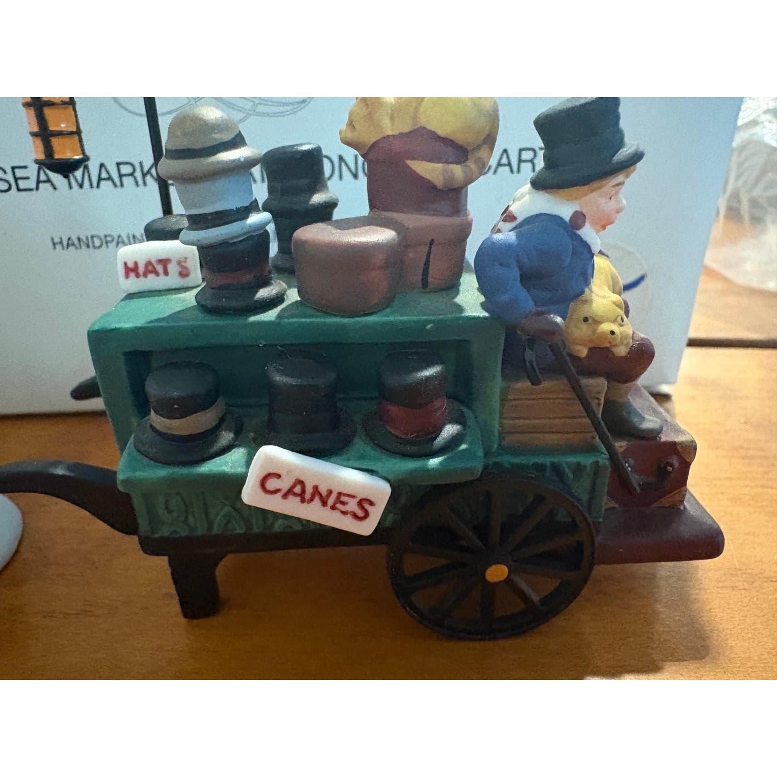 Dept 56 Chelsea Market Hat Monger & Cart Heritage Village Porcelain Figurine Set - Thumbnail 2