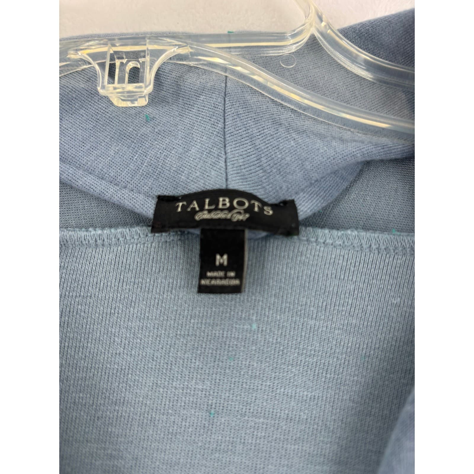 Talbots Cardigan Womens Size M Sweater Blue Button Front Drape Neck Wool Blend - Thumbnail 2