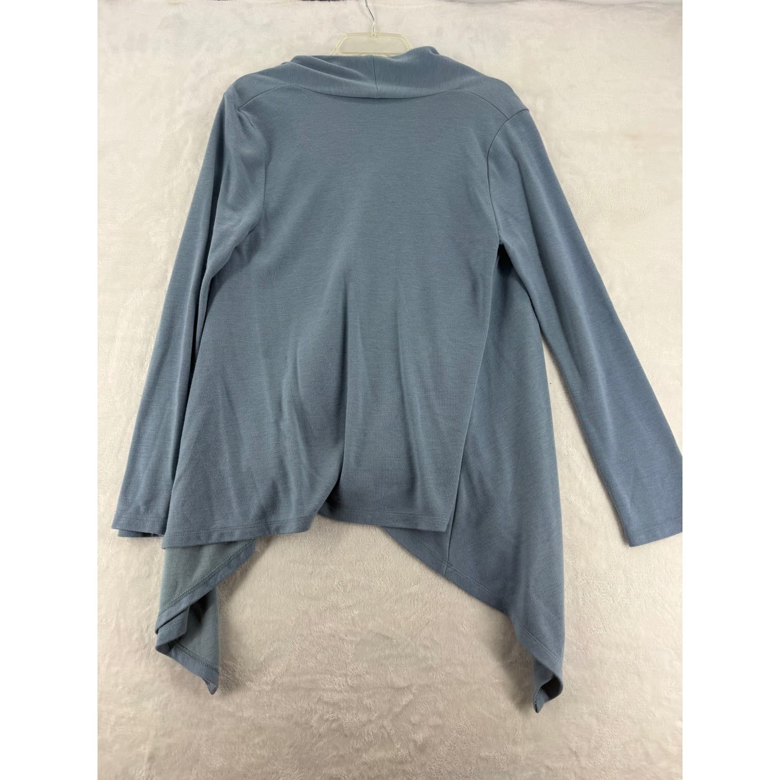 Talbots Cardigan Womens Size M Sweater Blue Button Front Drape Neck Wool Blend - Thumbnail 6