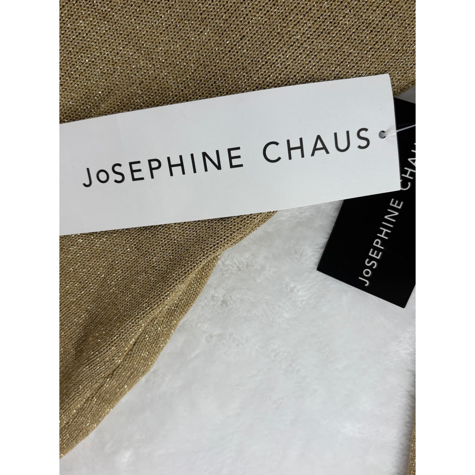 Josephine Chaus Sweater Womens Turtleneck Bronze Silk Blend Holiday Sparkle NWT - Thumbnail 2
