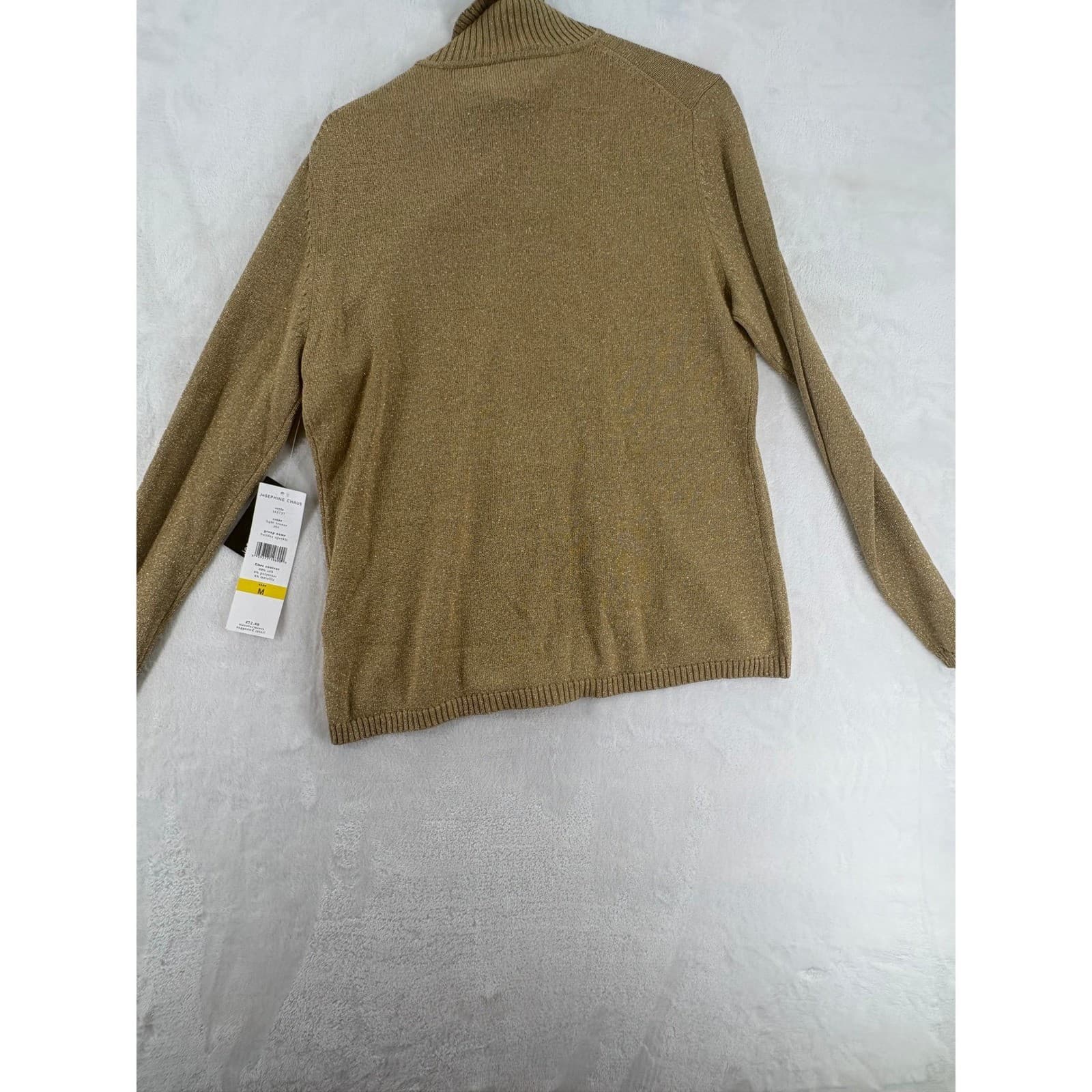 Josephine Chaus Sweater Womens Turtleneck Bronze Silk Blend Holiday Sparkle NWT - Thumbnail 6