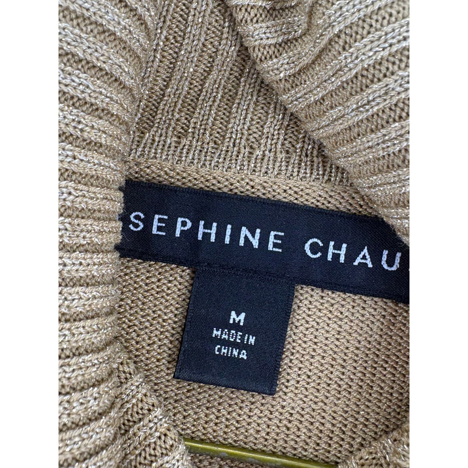 Josephine Chaus Sweater Womens Turtleneck Bronze Silk Blend Holiday Sparkle NWT - Thumbnail 4