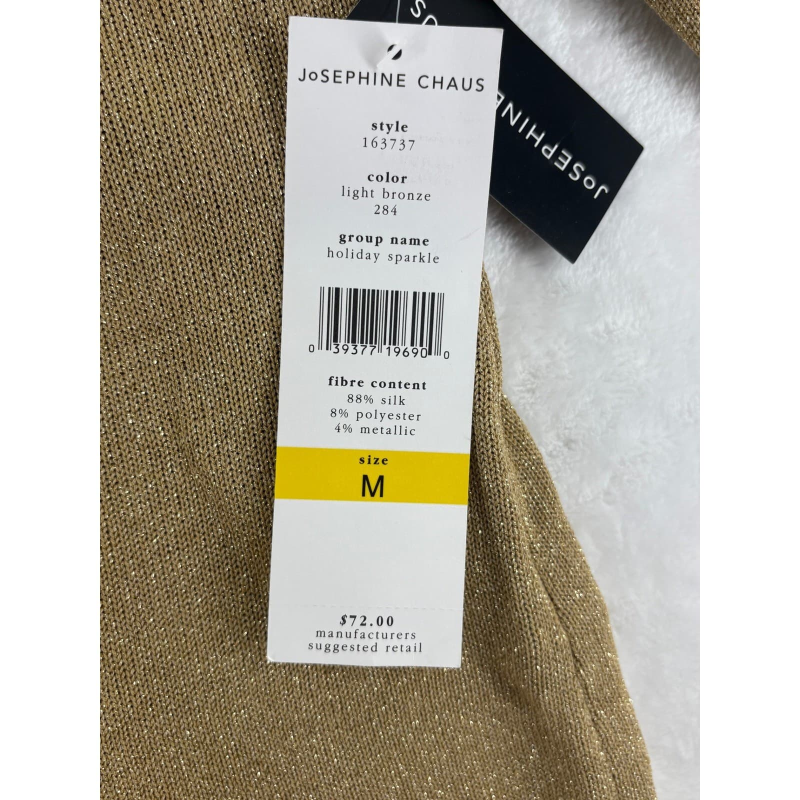 Josephine Chaus Sweater Womens Turtleneck Bronze Silk Blend Holiday Sparkle NWT - Thumbnail 3