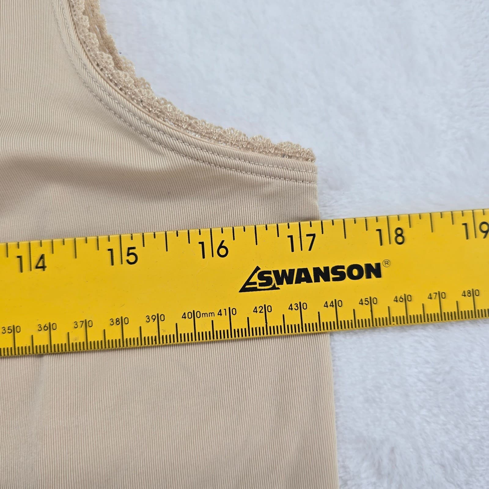 George Camisole Womens Size L Tank Top Beige Lace Trim V-Neck G8088W - Thumbnail 3