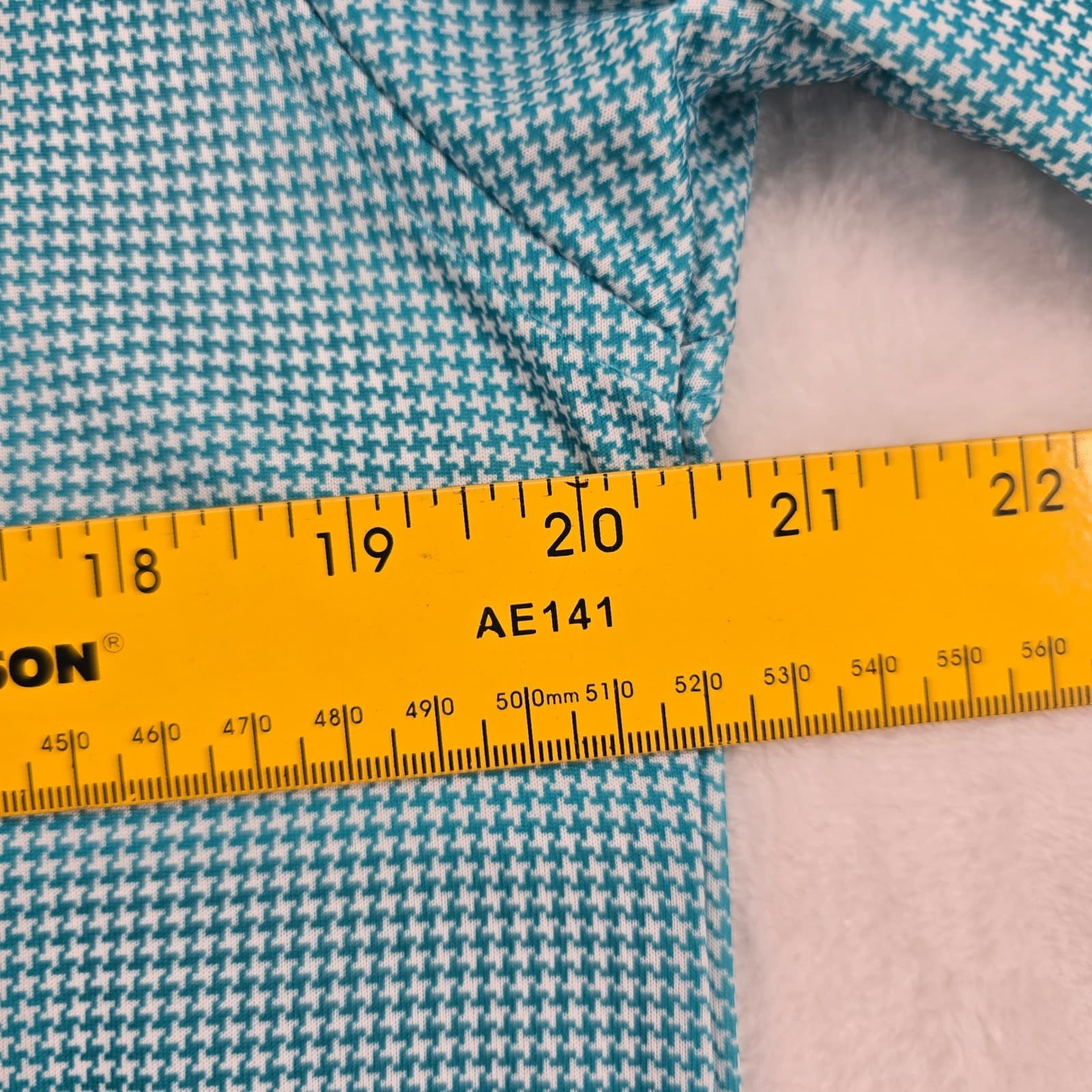 Walter Hagen Polo Mens M Shirt Teal White Houndstooth Essentials Short Sleeve - Thumbnail 5