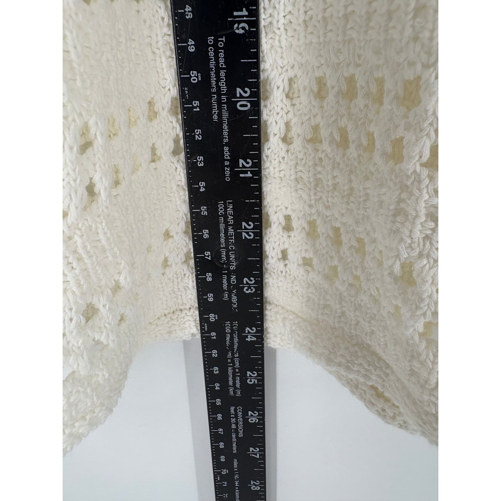 Chicos Knit Sweater Cream V Neck 3/4 Sleeve Crochet Mesh Top Size 1 - Thumbnail 5