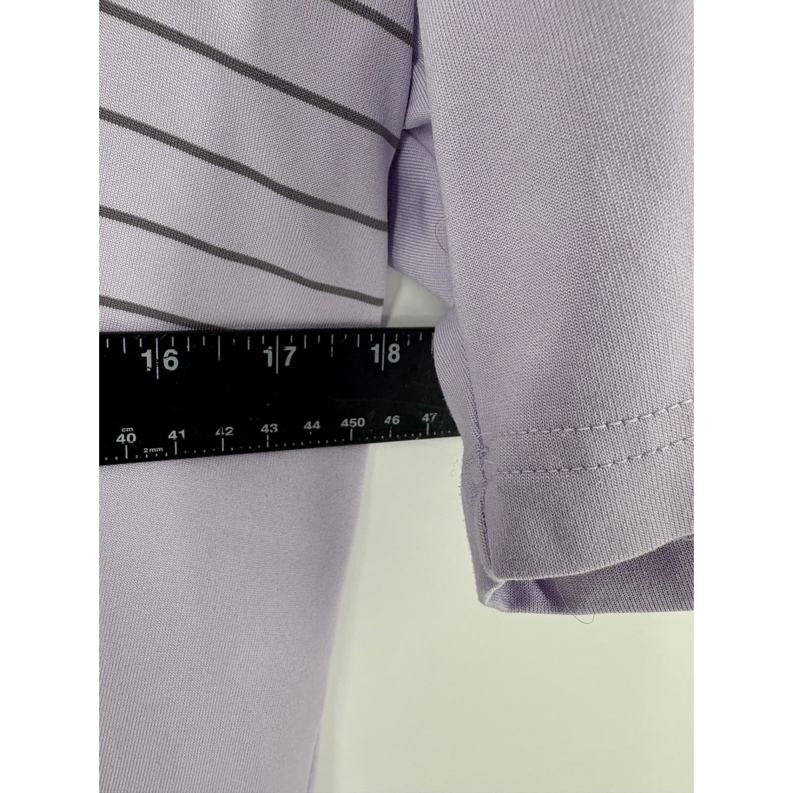 Under Armour Golf Polo Shirt Men's Medium Purple Gray Stripe Short Sleeve - Thumbnail 5