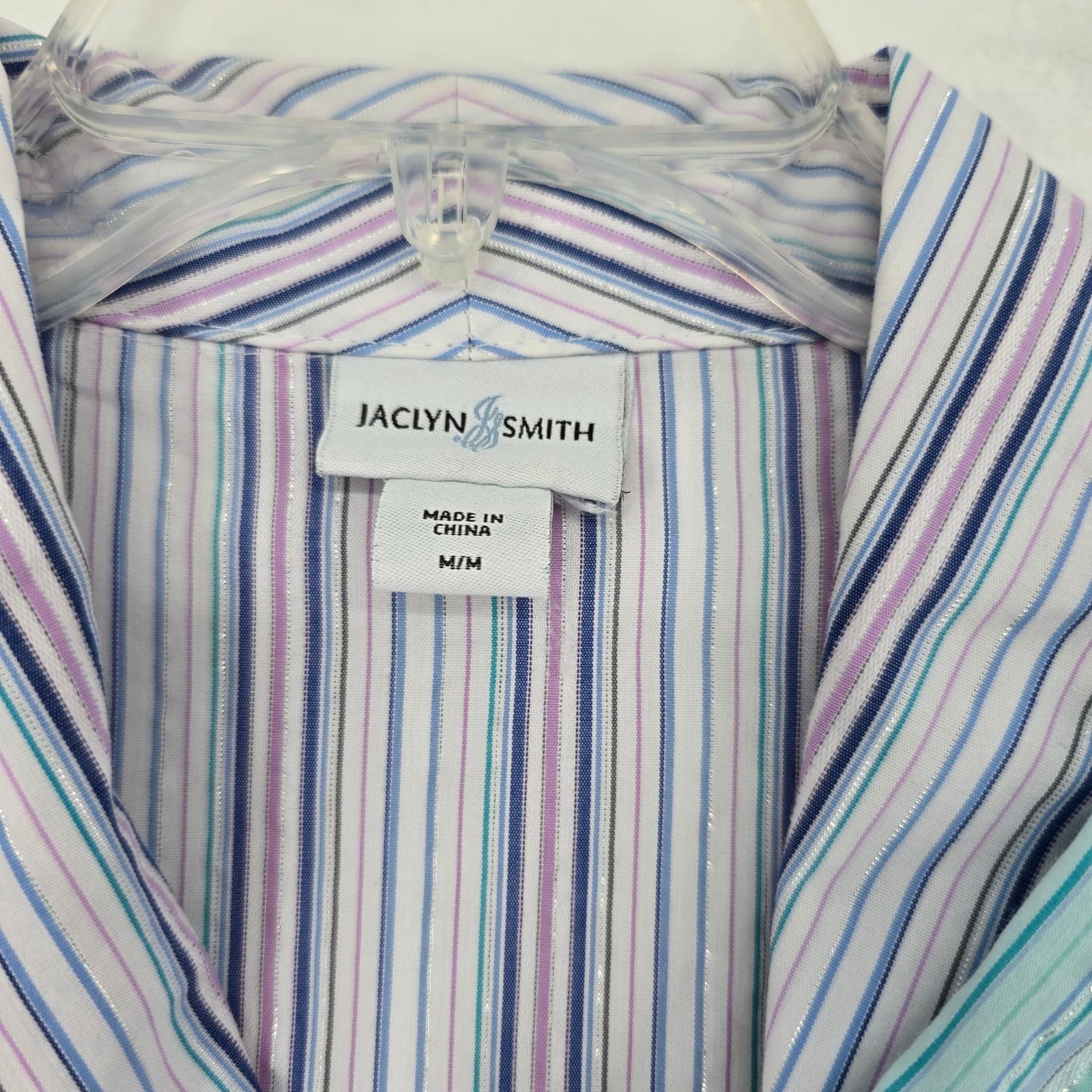 Jaclyn Smith Blouse Womens Medium Shirt Multi Color Striped Metallic Lot of 2 - Thumbnail 2