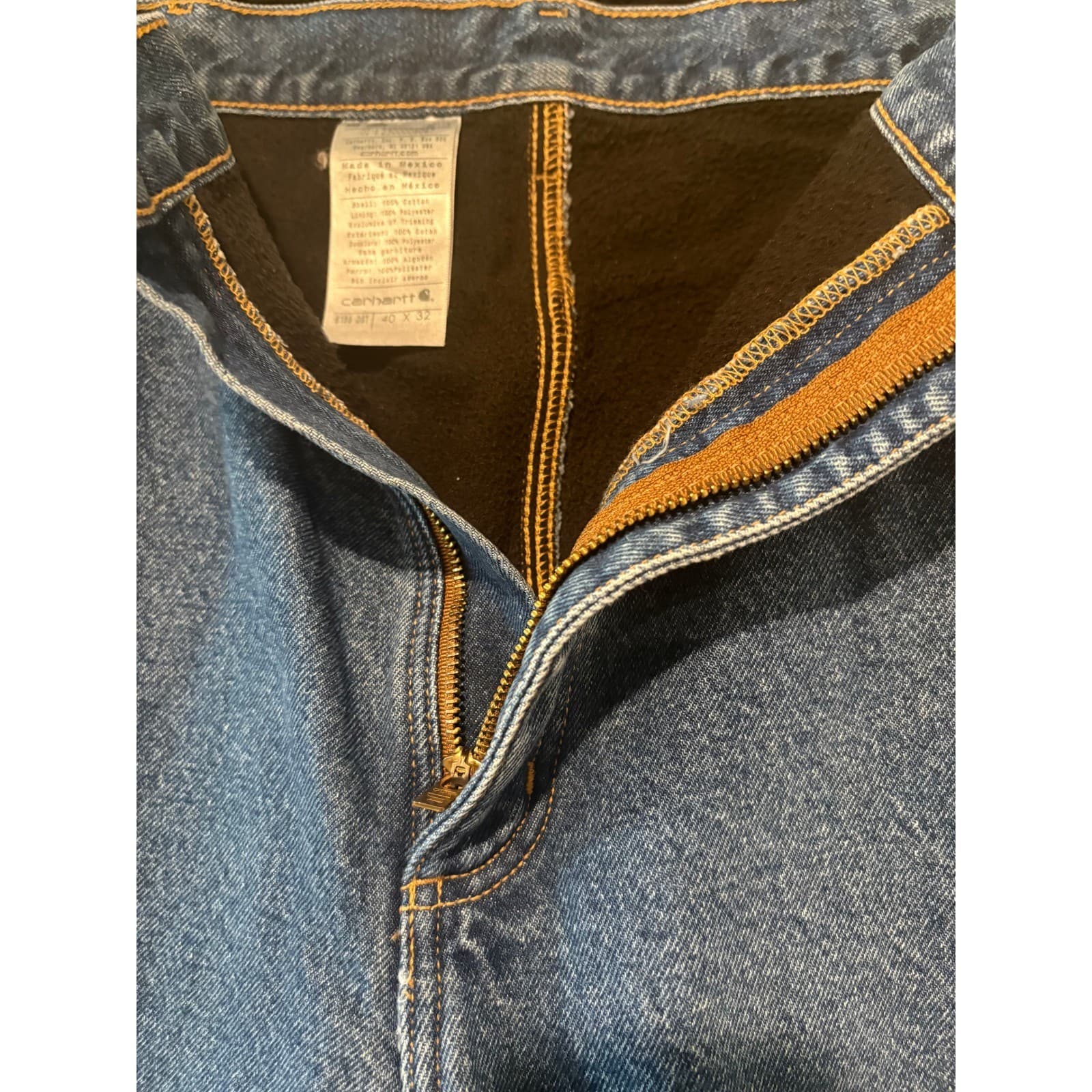 Carhartt Fleece Lined Jeans Relaxed Fit Work Utility Pants 40x32 B155-DST - Thumbnail 4