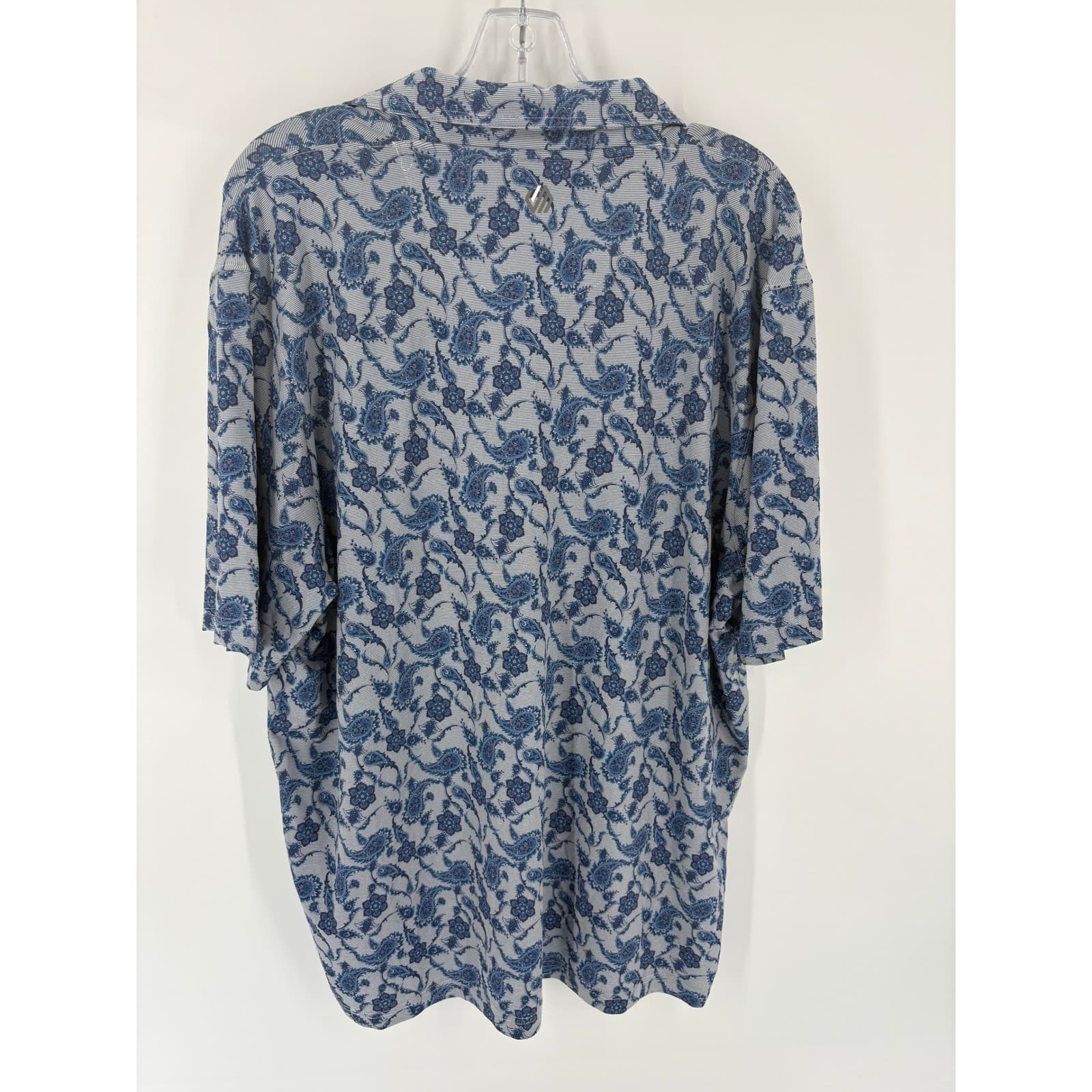 Johnston Murphy XC4 Mens Blue Paisley Print Polo Shirt XL Short Sleeve - Thumbnail 2